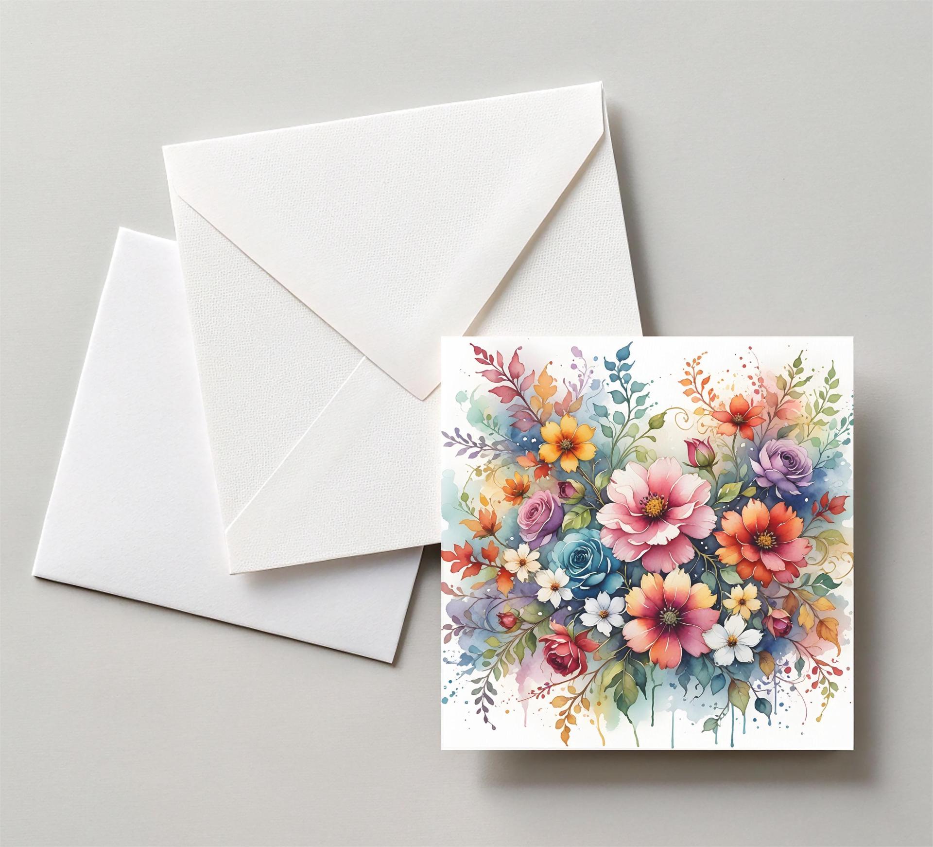 Flowers - Original Art Card - Single Card or Bulk 10 Pack of Gift Cards