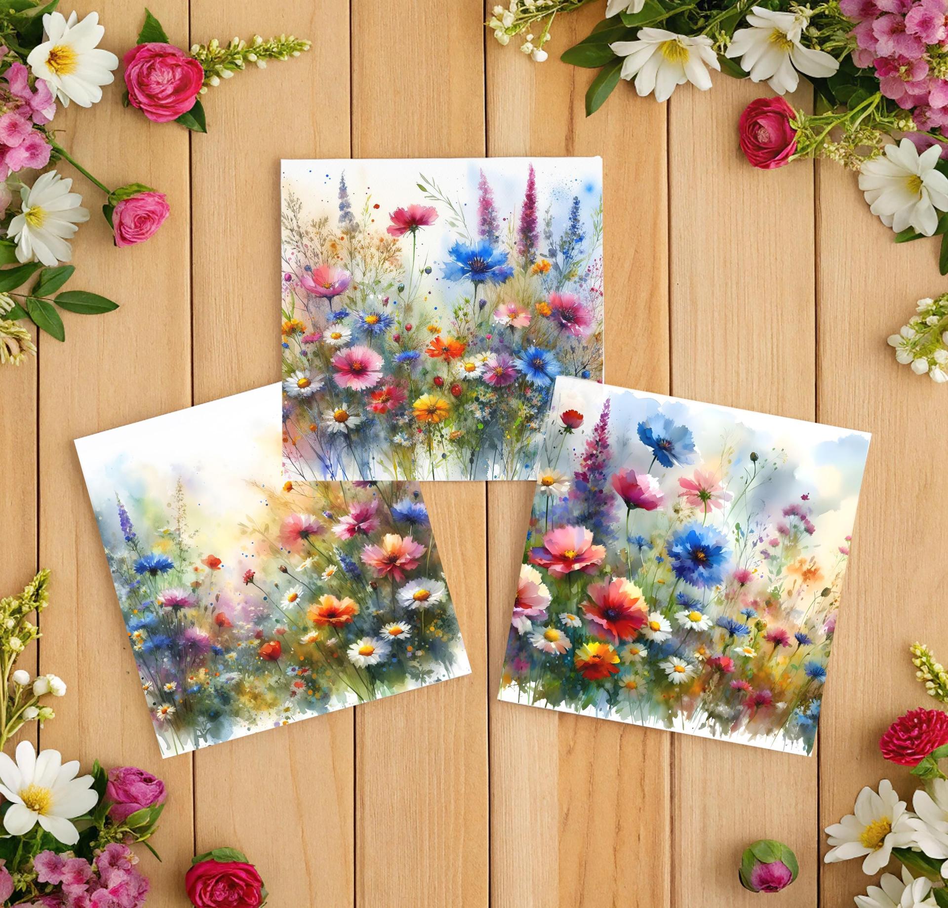 Set of Floral Gift Cards, 3 Designs, Bulk Pack of Cards