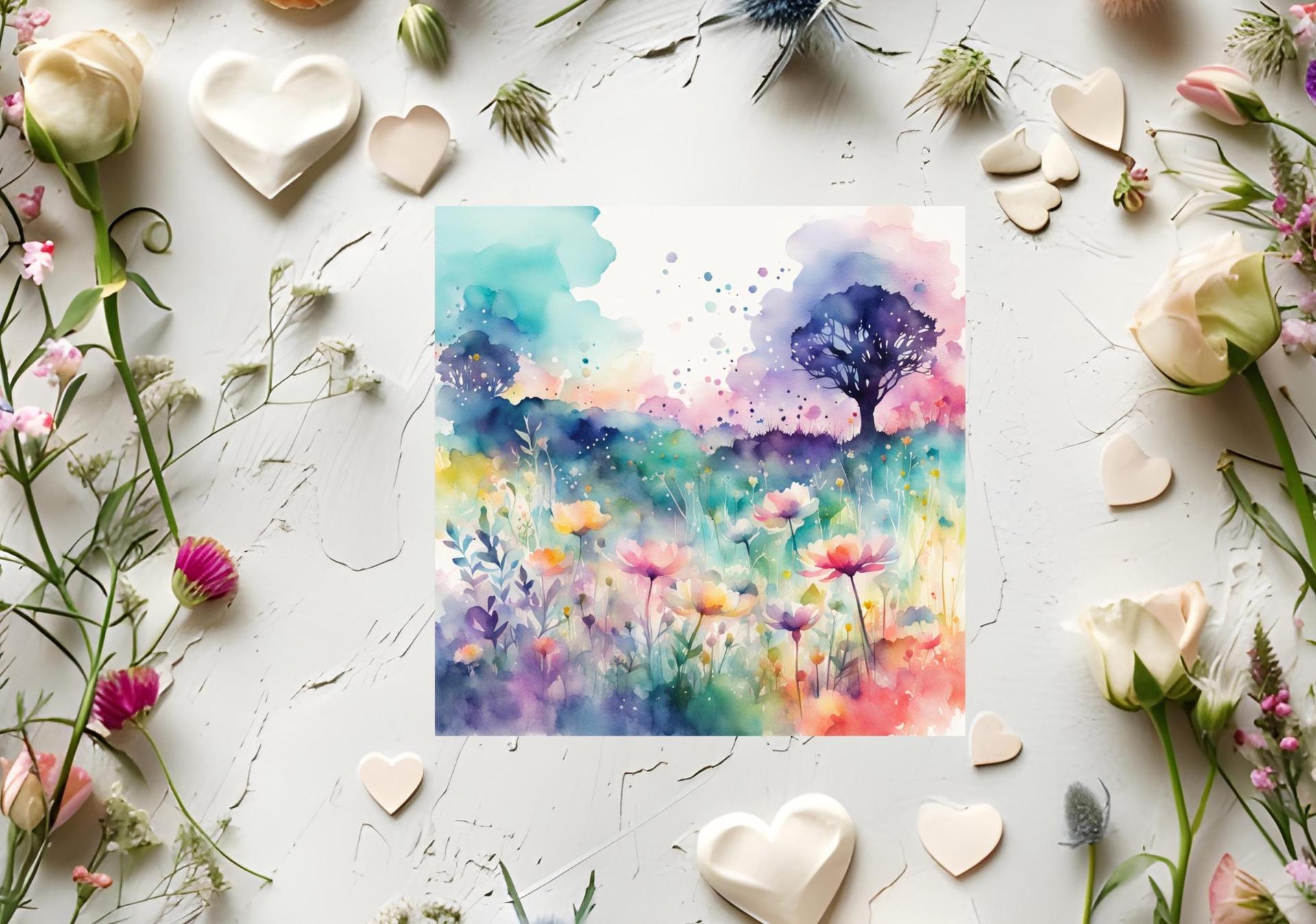 Floral - Greeting Cards, Gift Card, Birthday, Invites