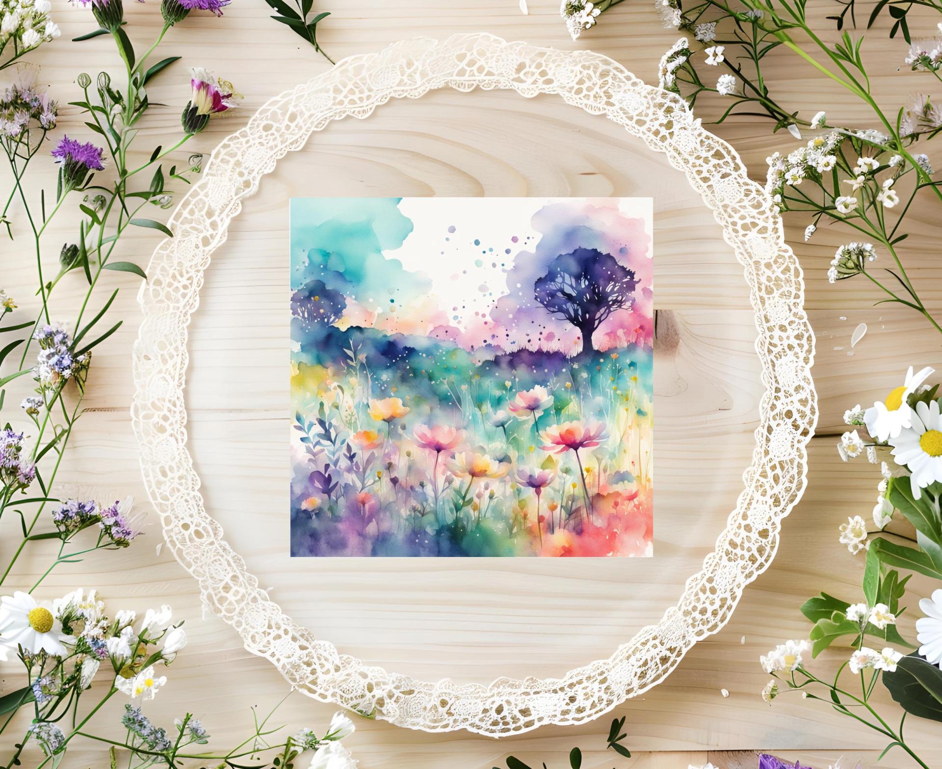 Floral - Greeting Cards, Gift Card, Birthday, Invites
