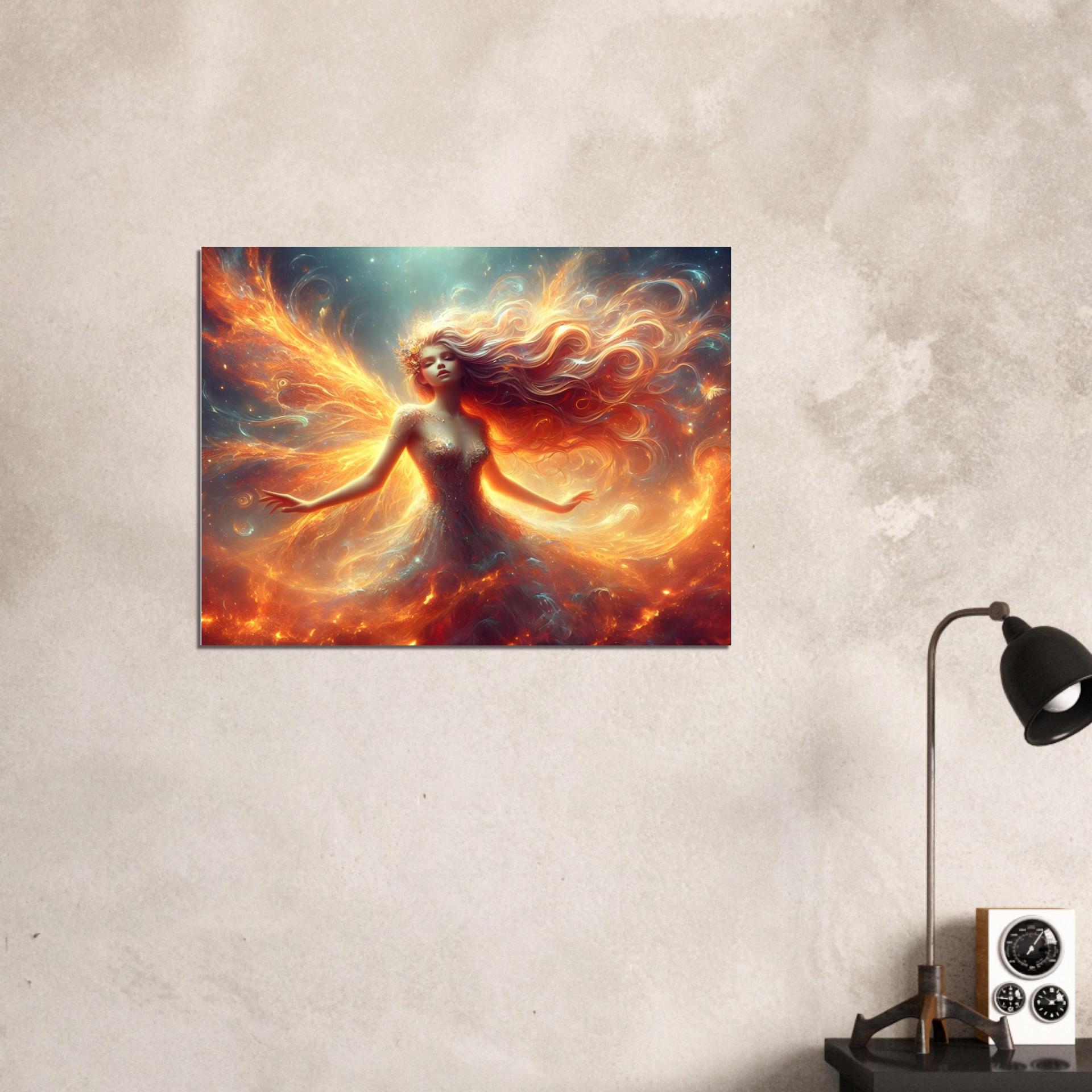 Print on Wood, Fire Fairy, Original Art Printed on Wood Panel
