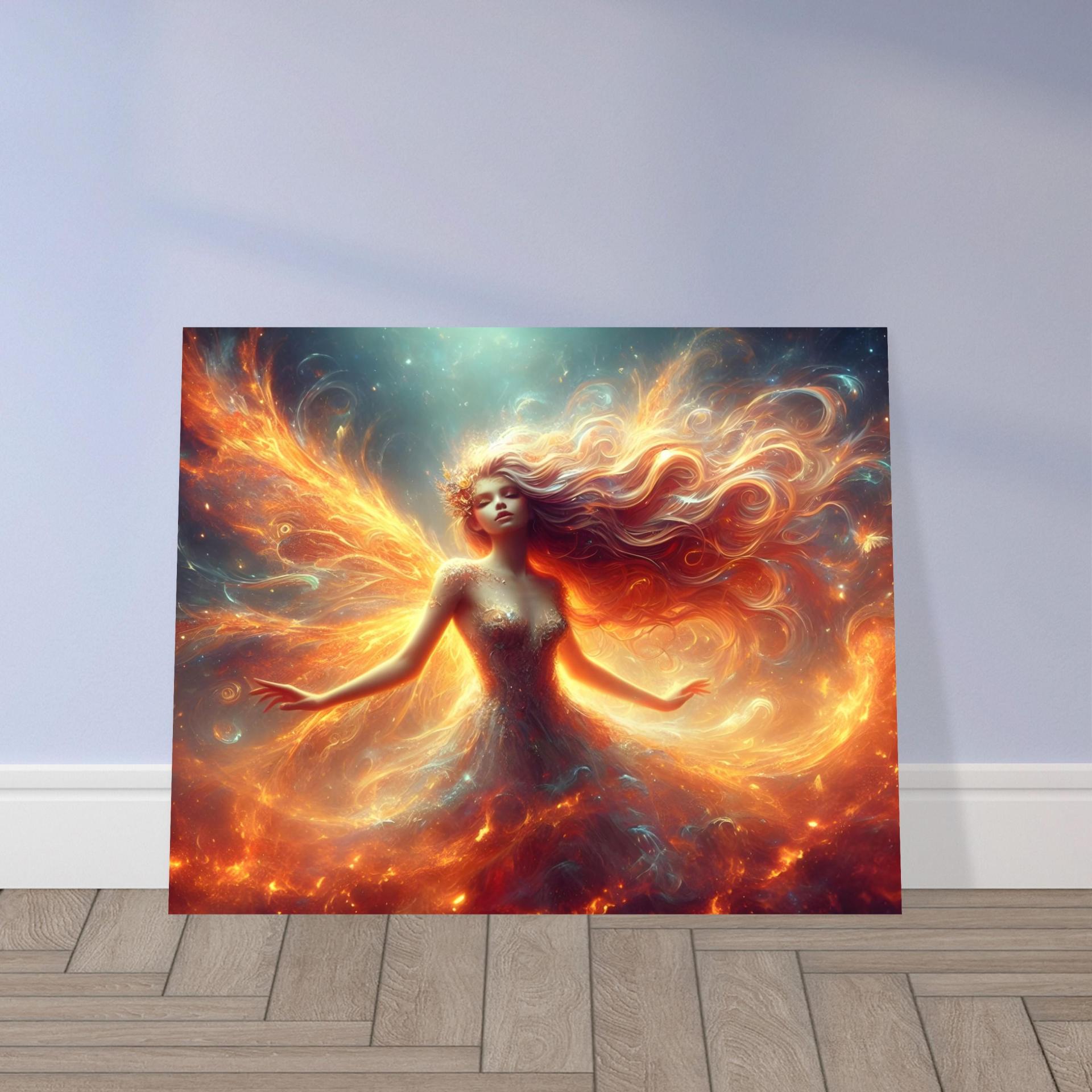 Print on Wood, Fire Fairy, Original Art Printed on Wood Panel