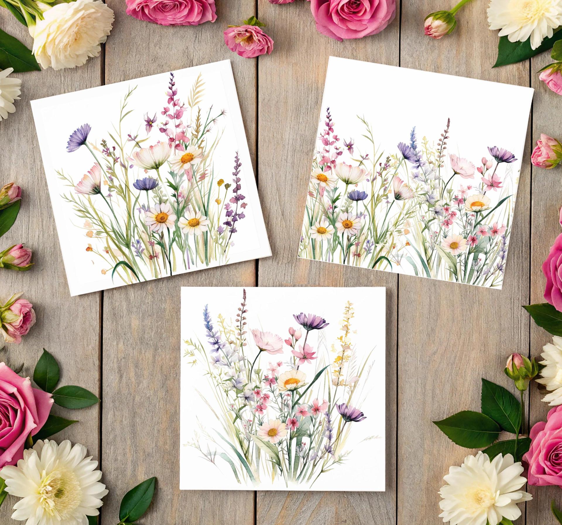 Set of Floral Gift Cards, 3 Designs, Bulk Pack of Cards