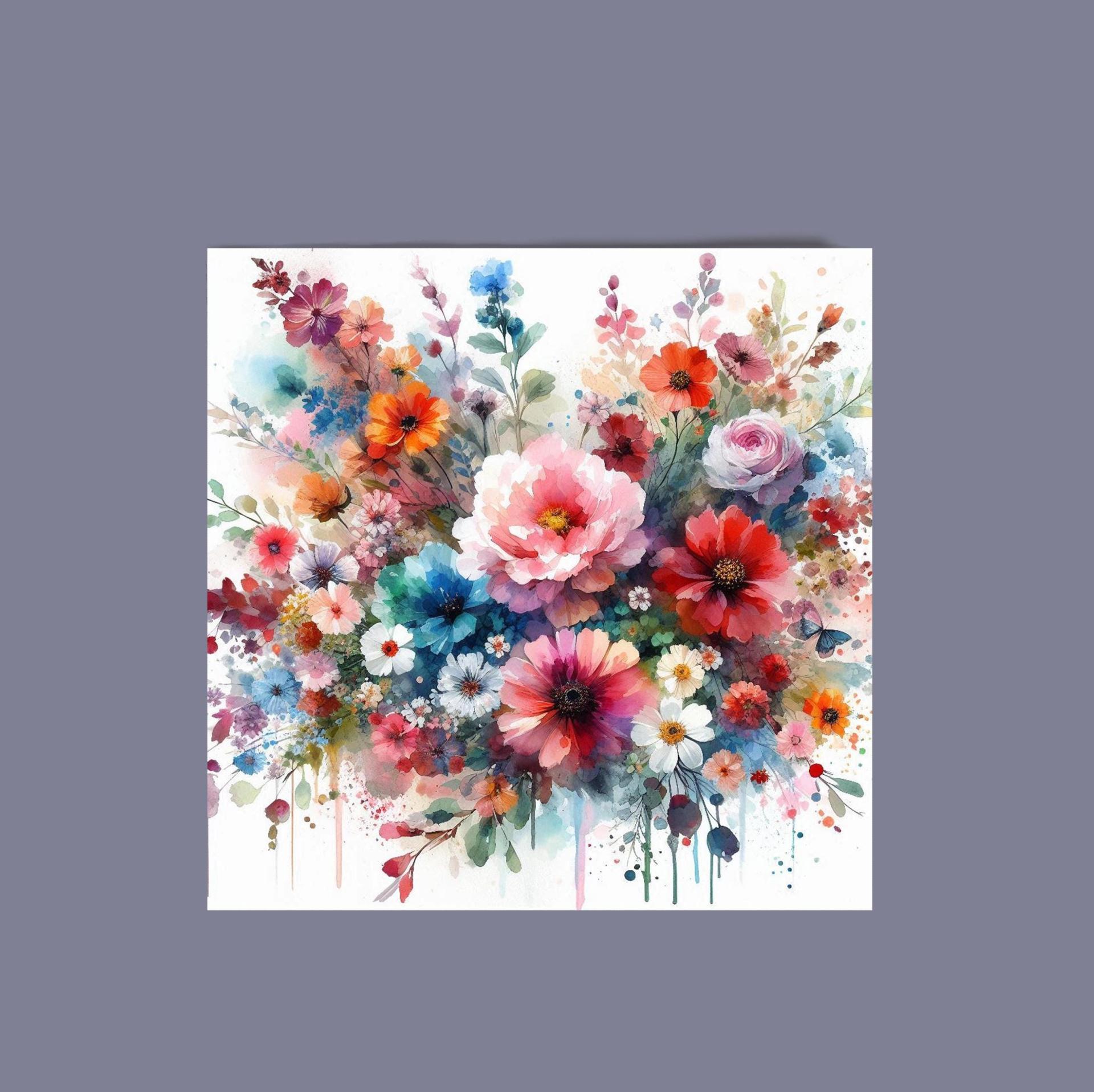 Flowers - Original Art Card - Single Card or Bulk 10 Pack of Gift Cards