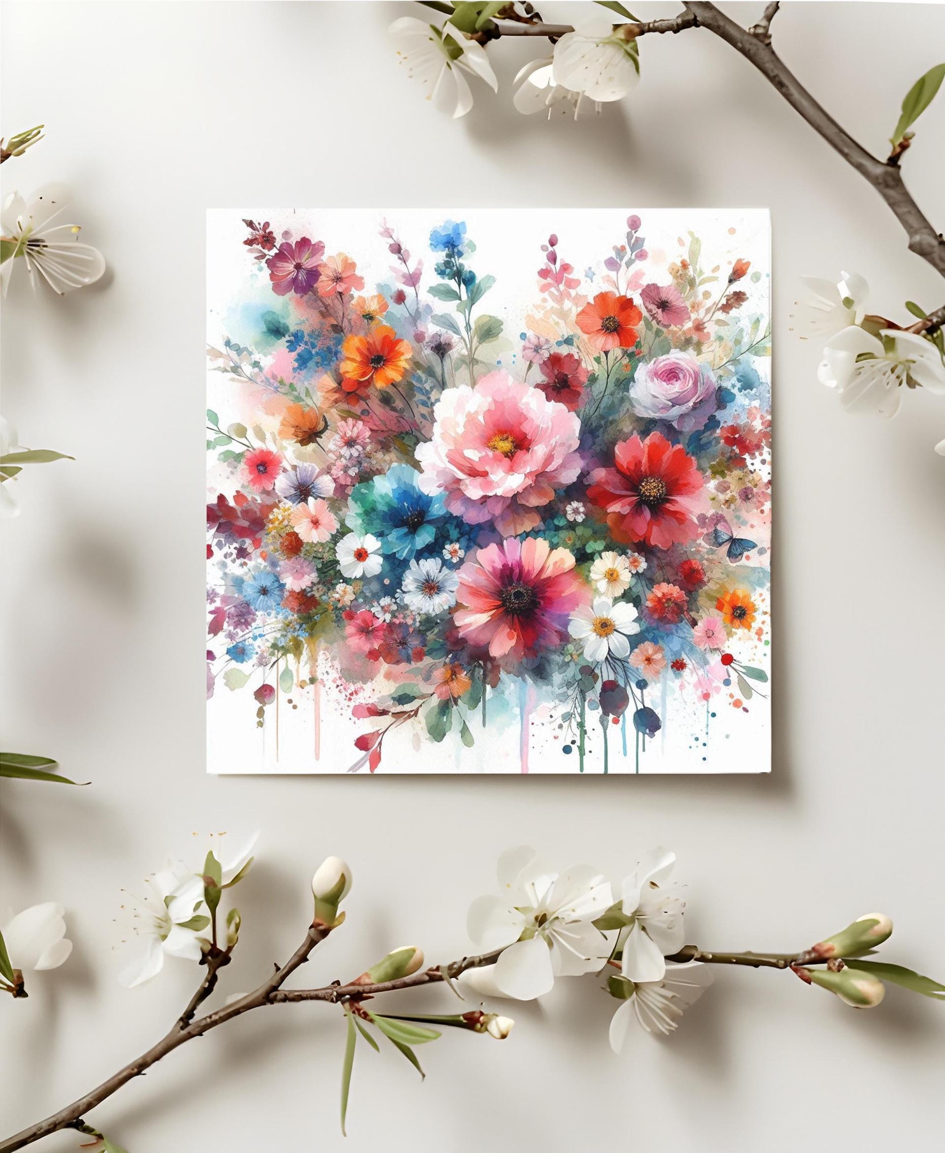 Flowers - Original Art Card - Single Card or Bulk 10 Pack of Gift Cards