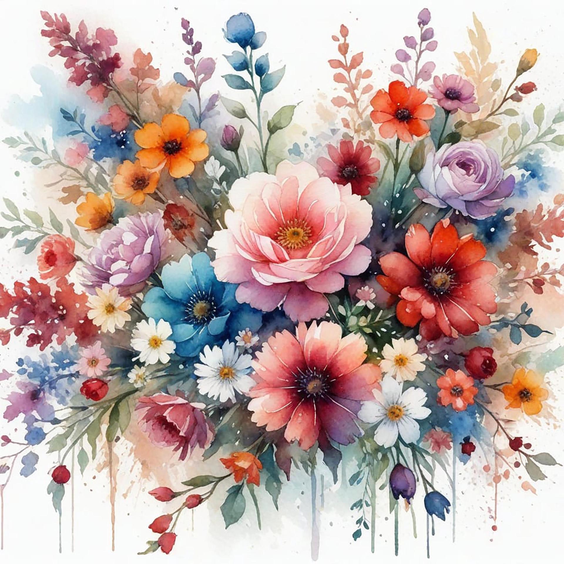 Flowers - Original Art Card - Single Card or Bulk 10 Pack of Gift Cards