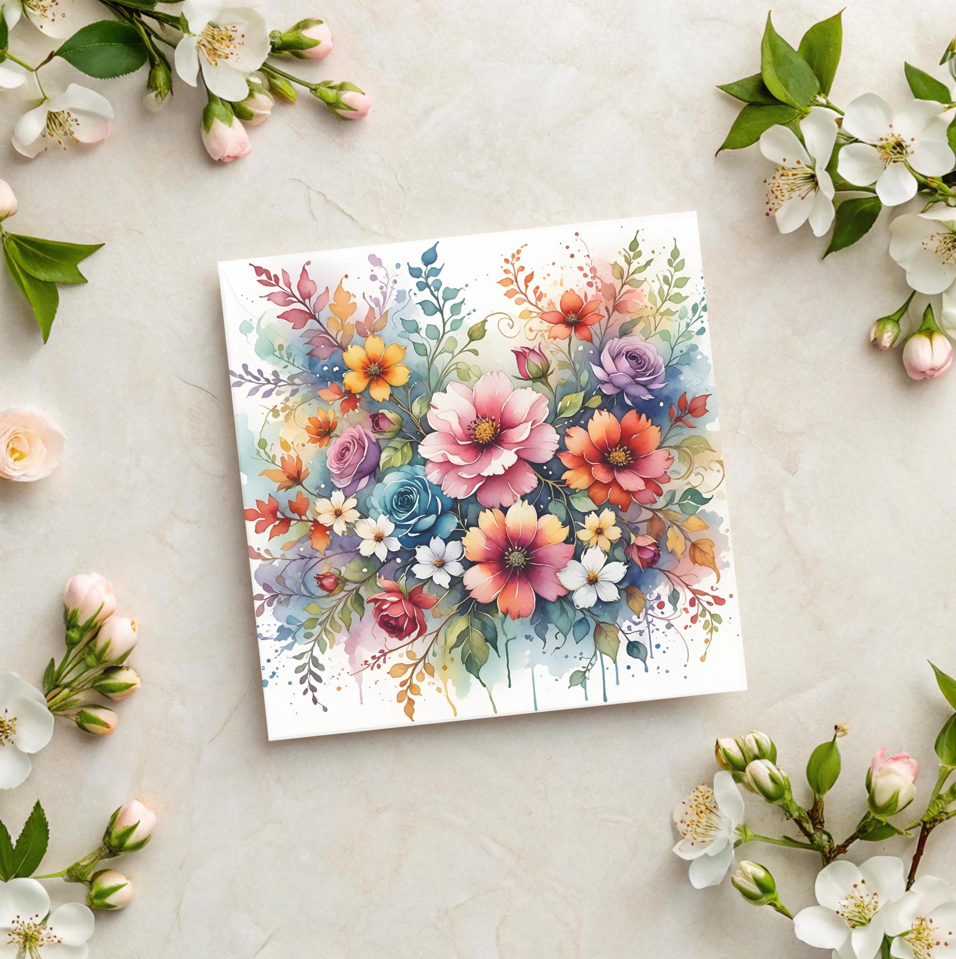 Flowers - Original Art Card - Single Card or Bulk 10 Pack of Gift Cards
