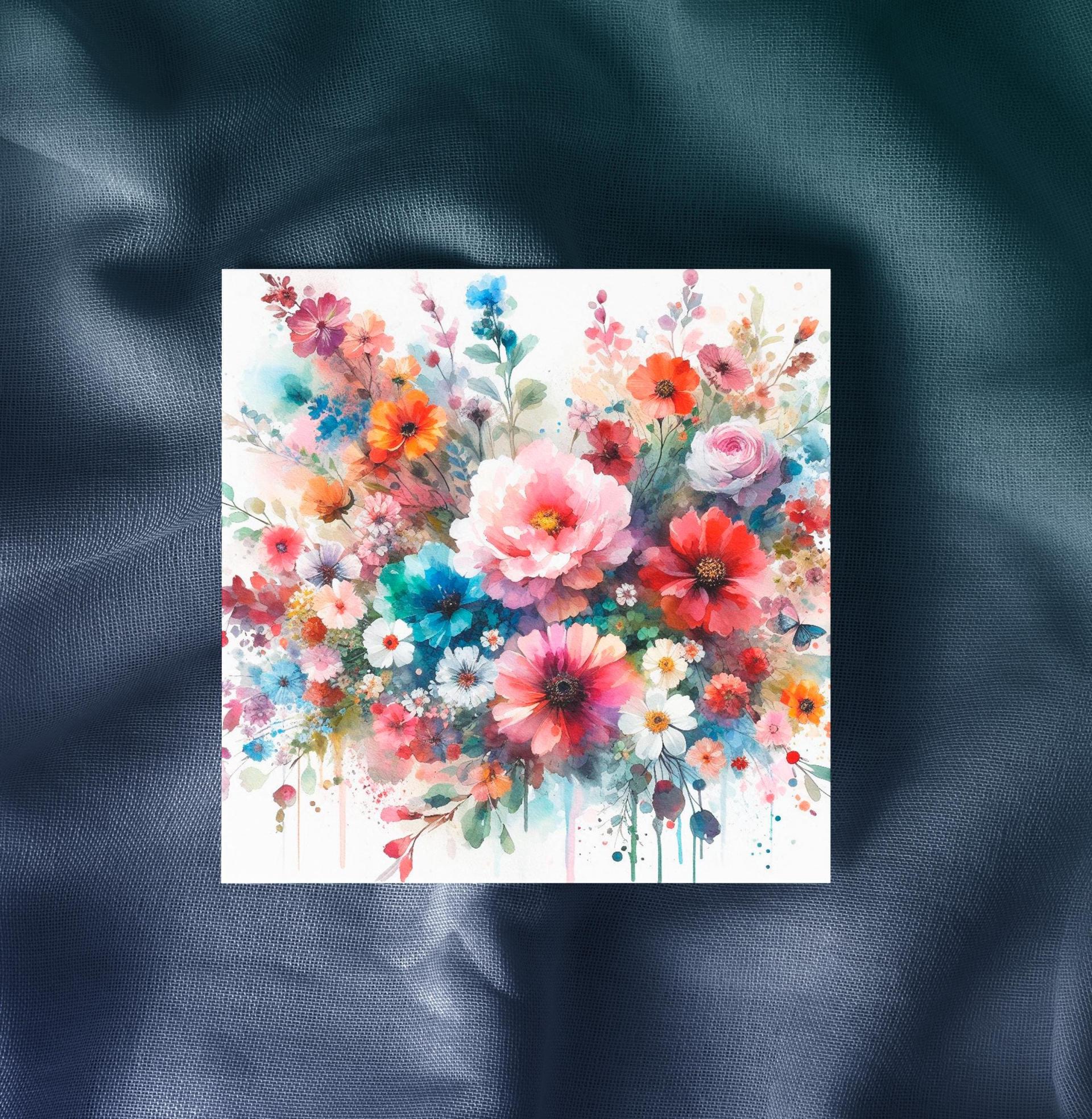 Flowers - Original Art Card - Single Card or Bulk 10 Pack of Gift Cards