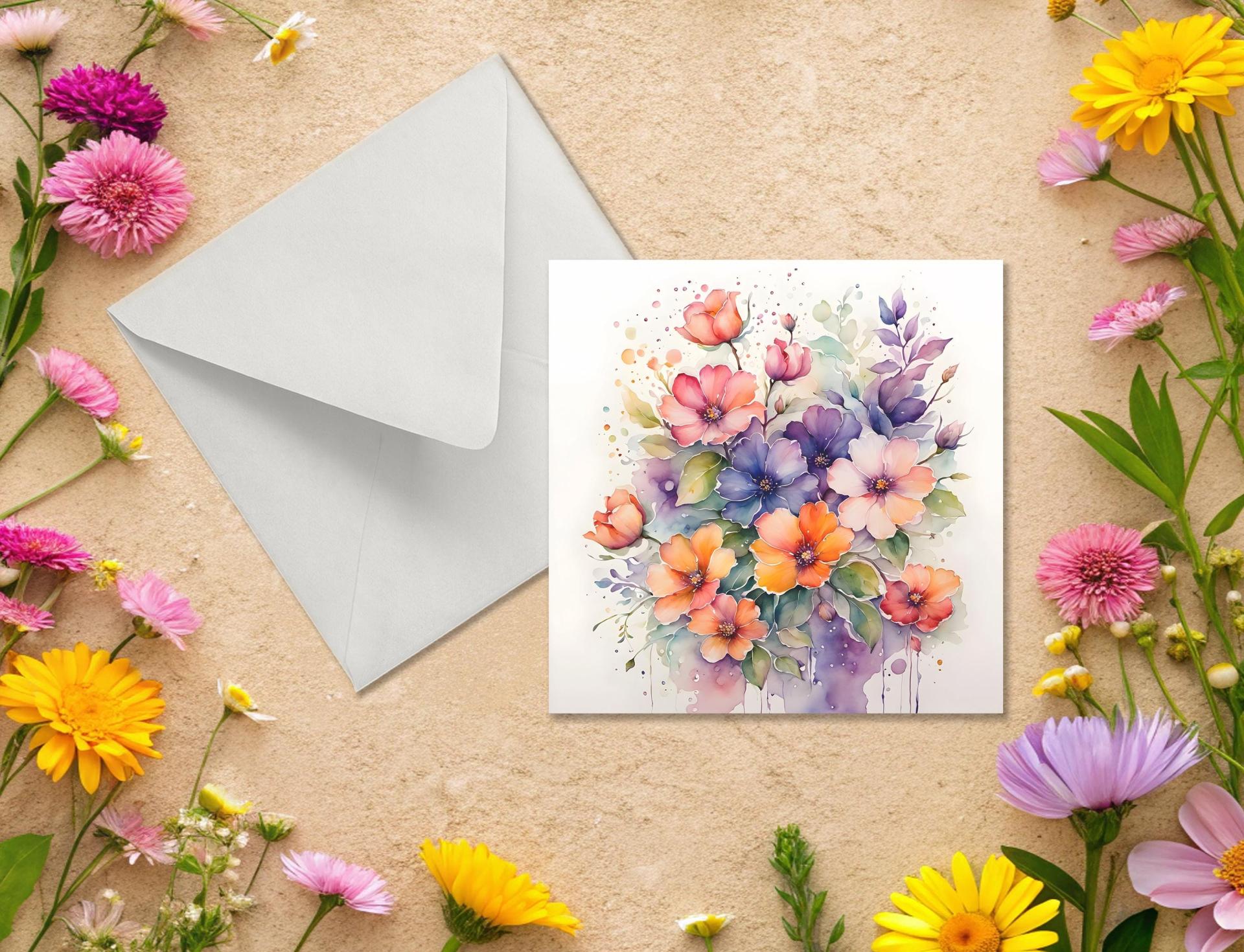 Flowers - Original Art Card - Single Card or Bulk 10 Pack of Gift Cards