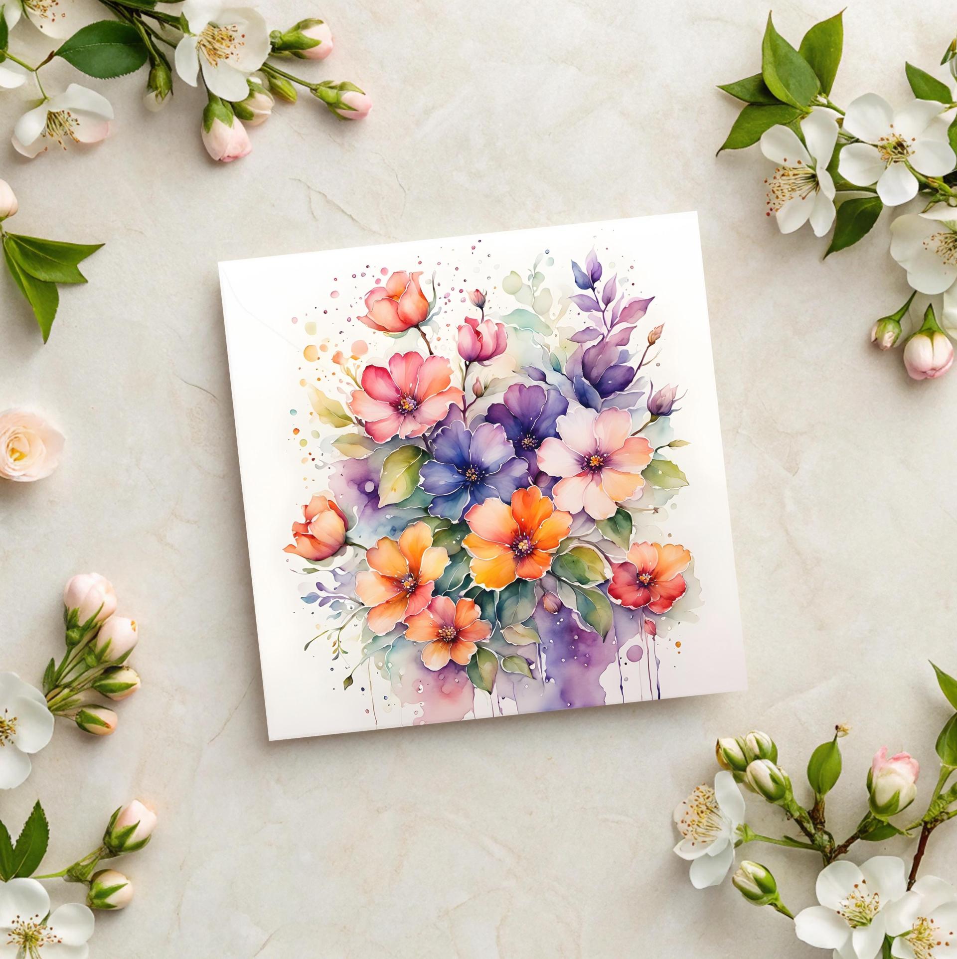 Flowers - Original Art Card - Single Card or Bulk 10 Pack of Gift Cards