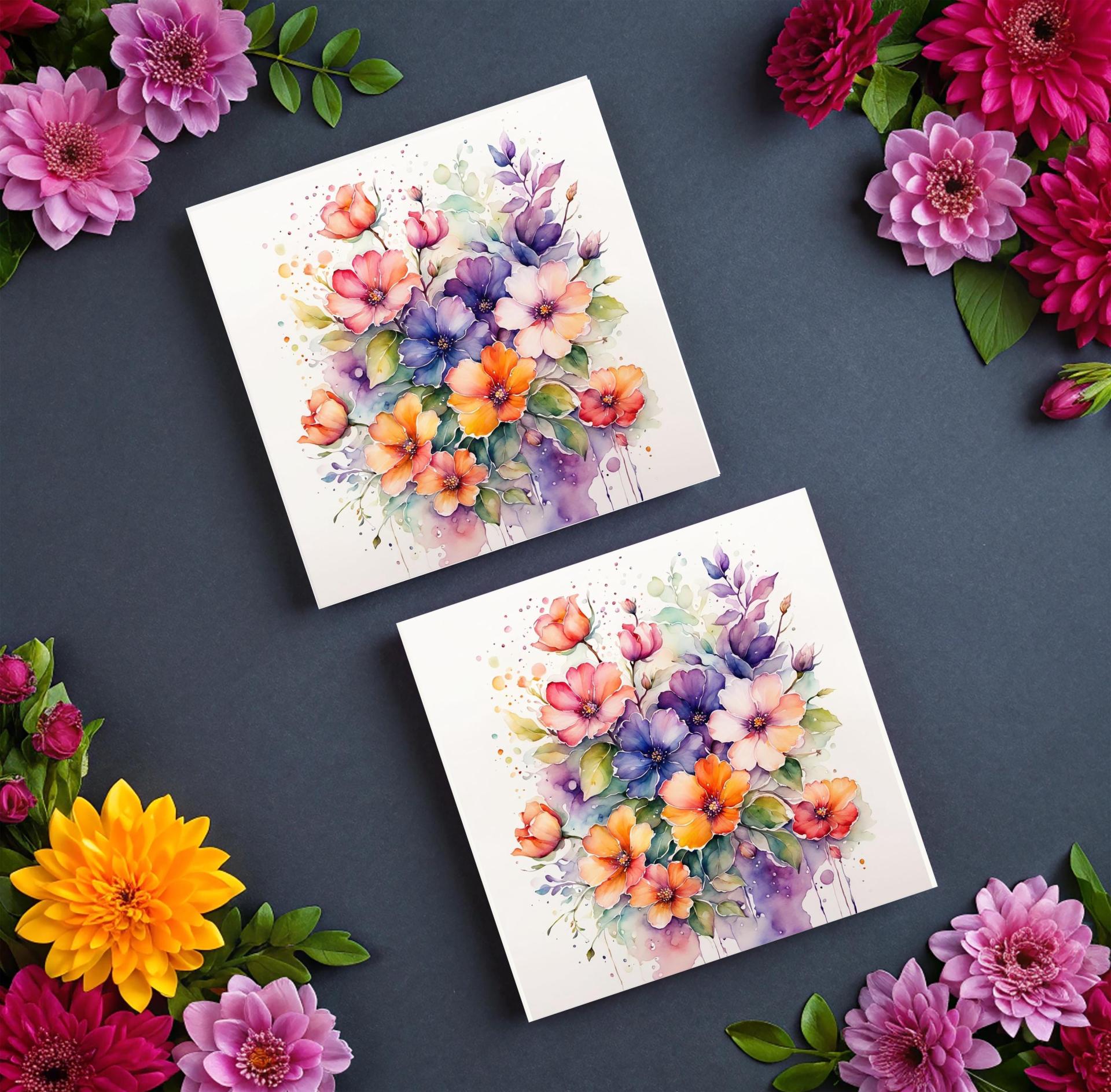 Flowers - Original Art Card - Single Card or Bulk 10 Pack of Gift Cards