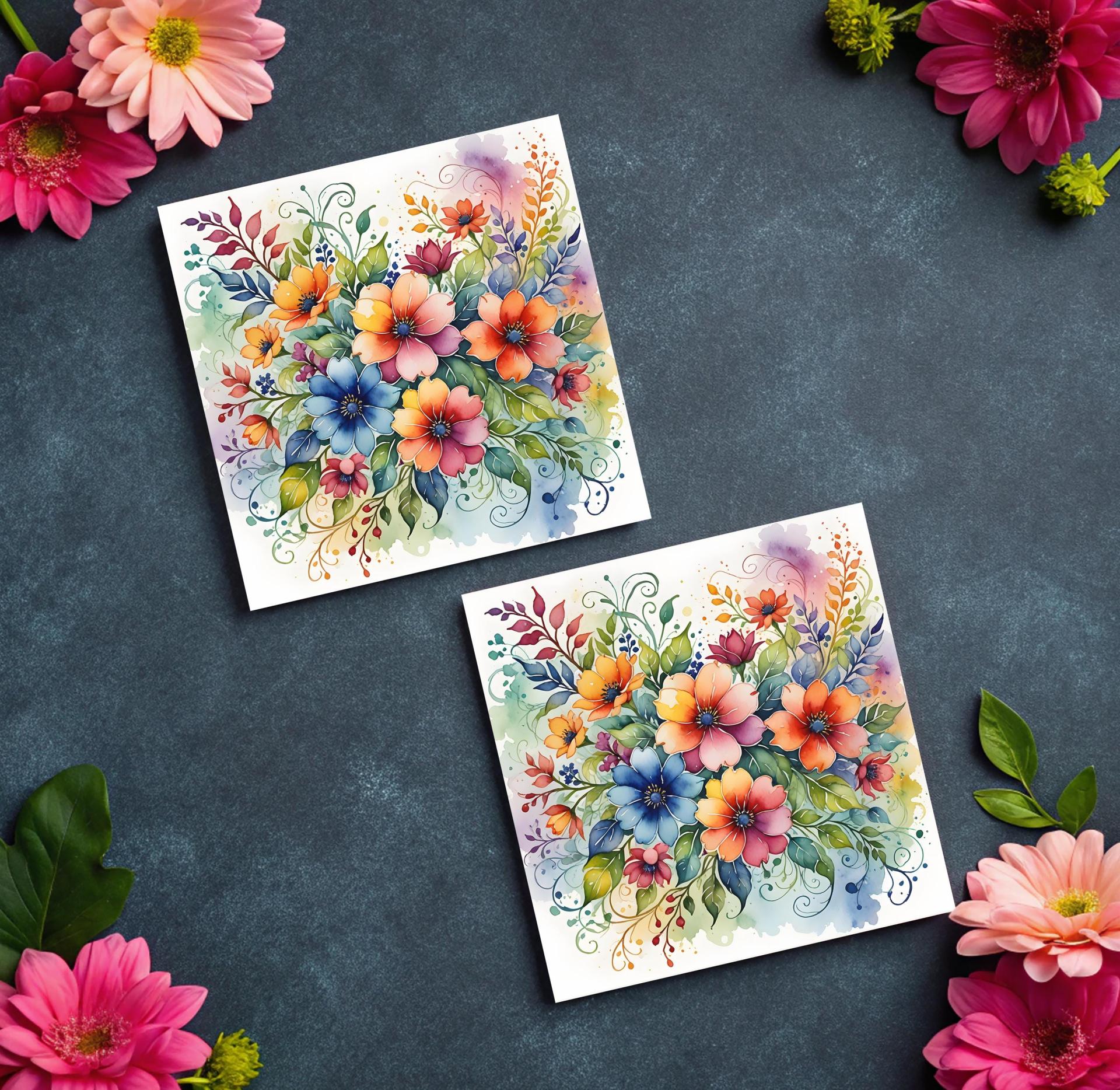 Flowers - Original Art Card - Single Card or Bulk 10 Pack of Gift Cards