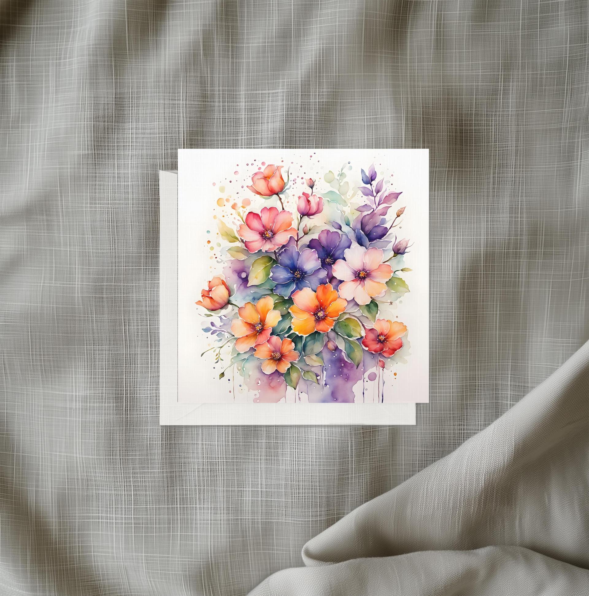 Flowers - Original Art Card - Single Card or Bulk 10 Pack of Gift Cards