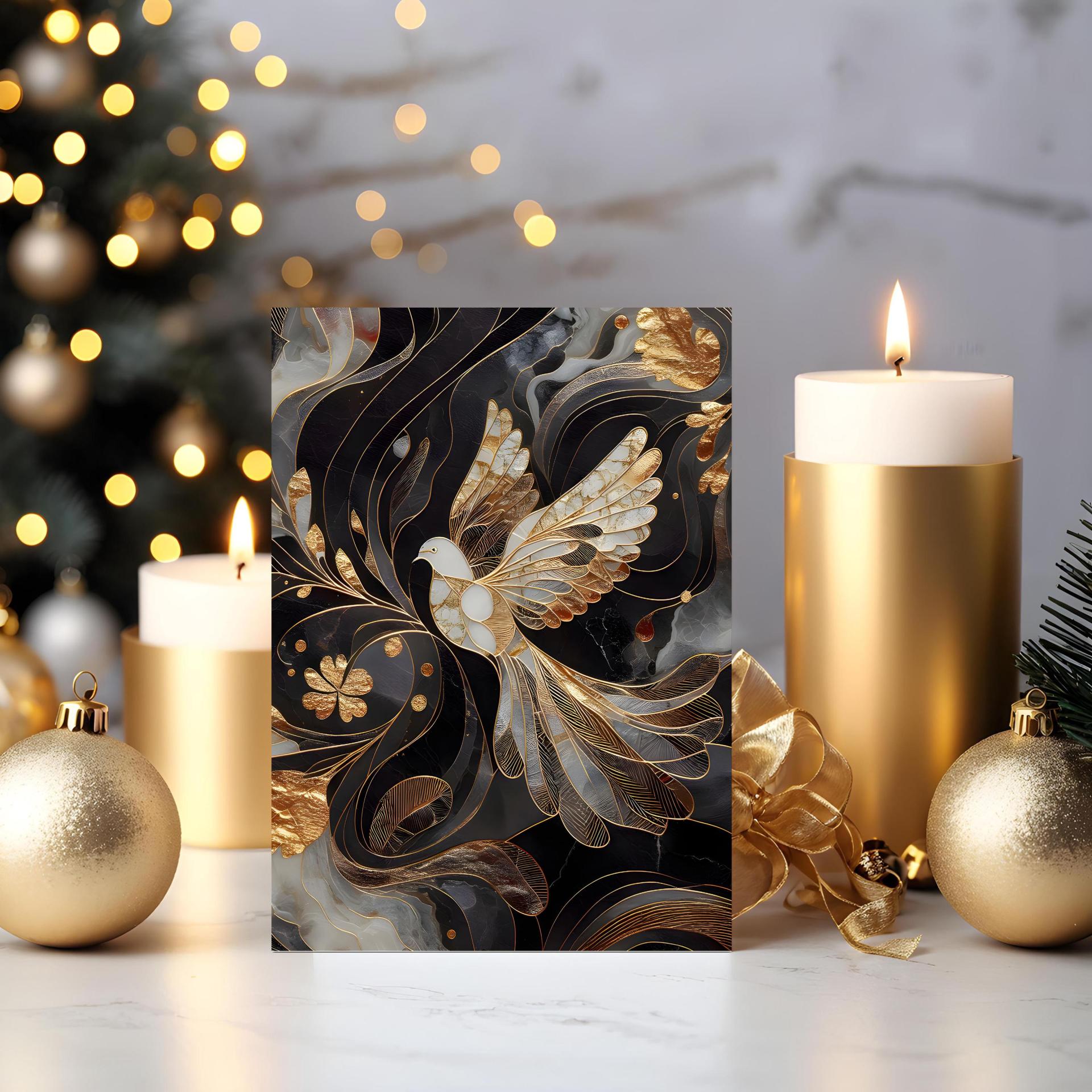 5 Pack, Dove of Peace, Holiday Greeting Cards, Bulk Pack of Christmas Gift Cards