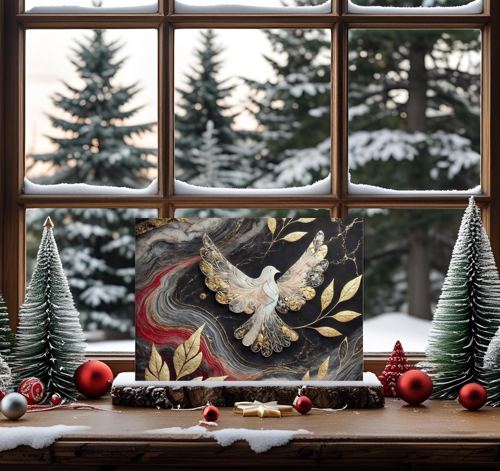 5 Pack, Dove of Peace, Holiday Greeting Cards, Bulk Pack of Christmas Gift Cards