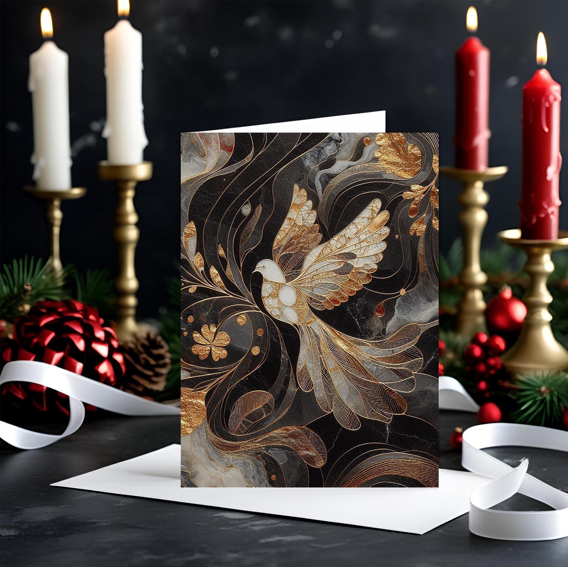 5 Pack, Dove of Peace, Holiday Greeting Cards, Bulk Pack of Christmas Gift Cards