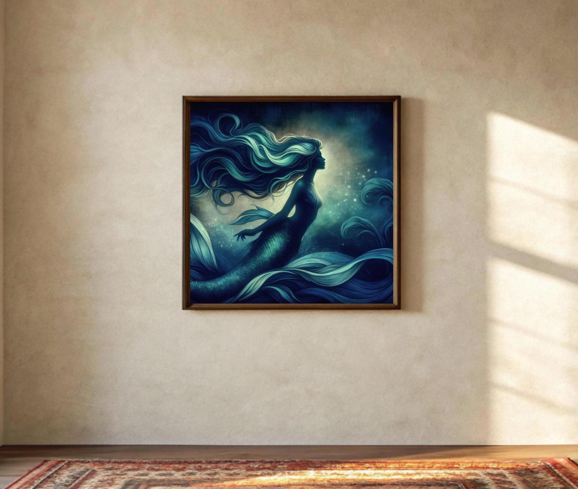 Mermaid Print - Framed or Unframed - Original Art - Print on Paper