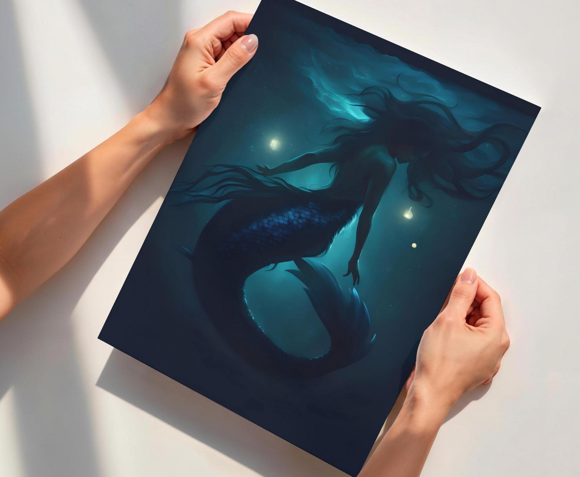 Mermaid Print - Framed or Unframed - Original Art - Print on Paper