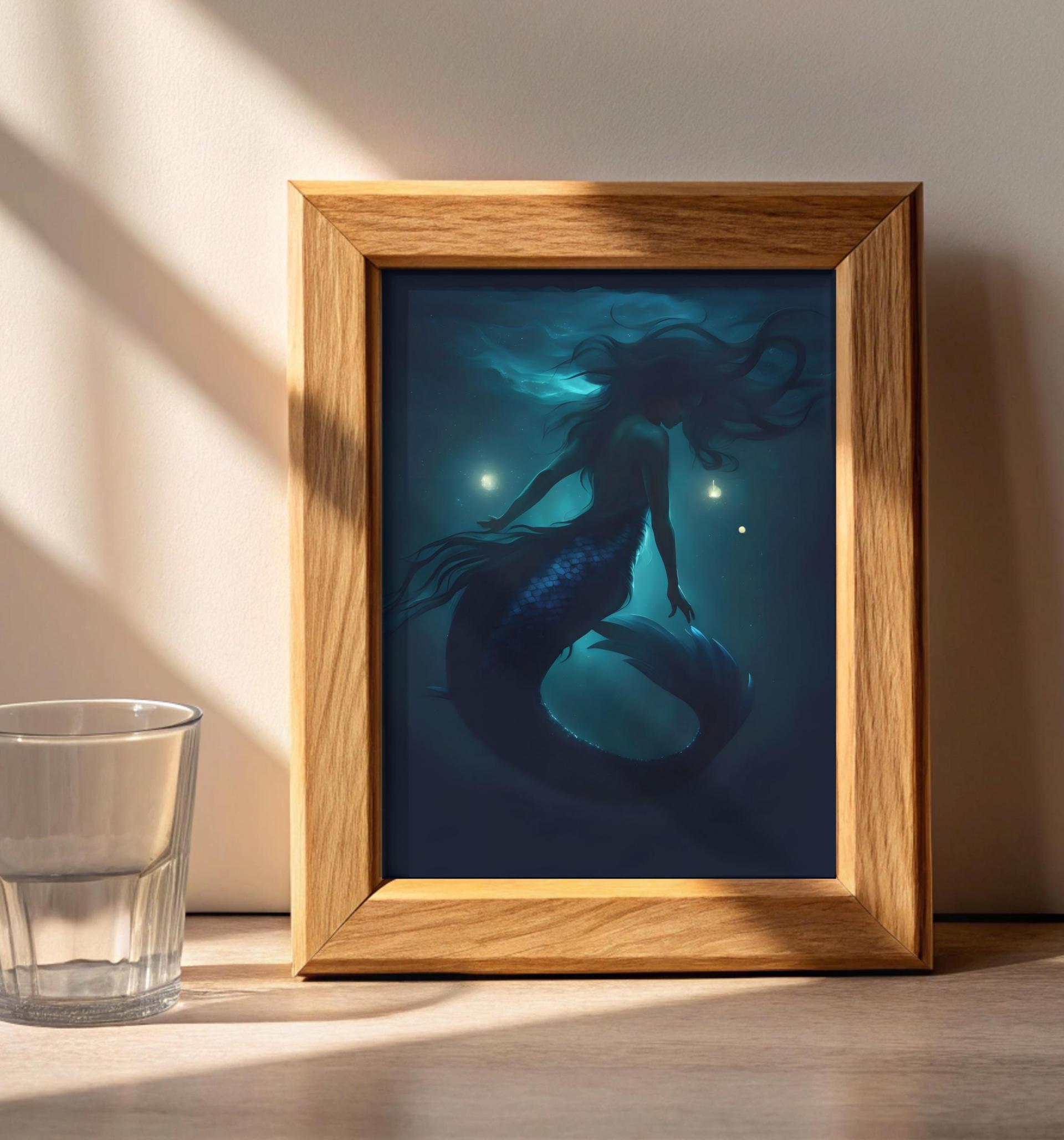 Mermaid Print - Framed or Unframed - Original Art - Print on Paper