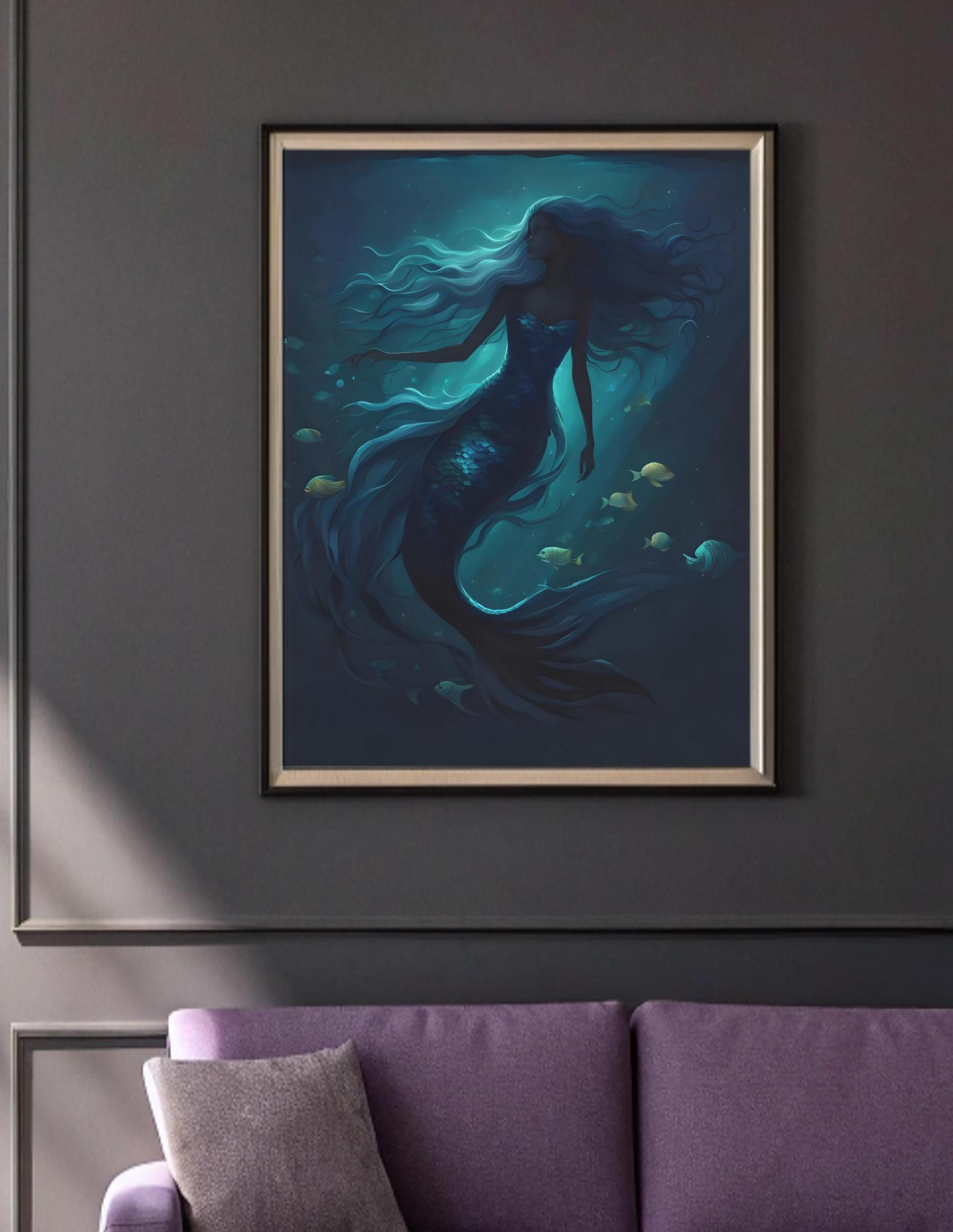 Mermaid Print - Framed or Unframed - Original Art - Print on Paper