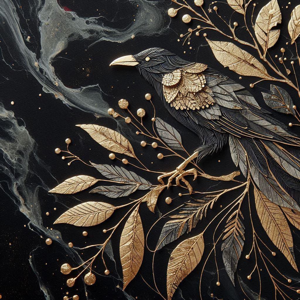 Raven, Original Art, Framed or Unframed Print on Paper