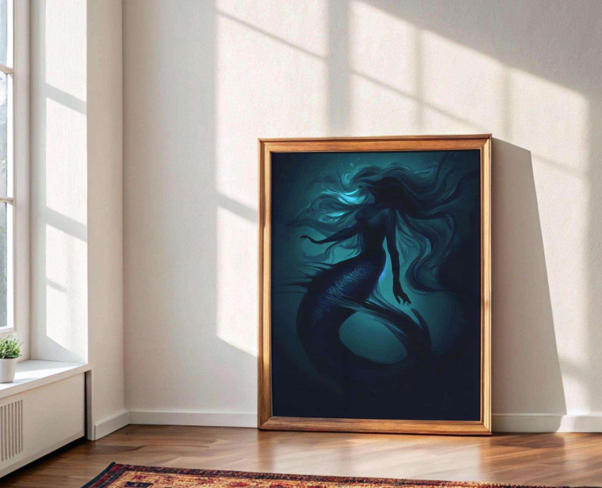 Mermaid Print - Framed or Unframed - Original Art - Print on Paper
