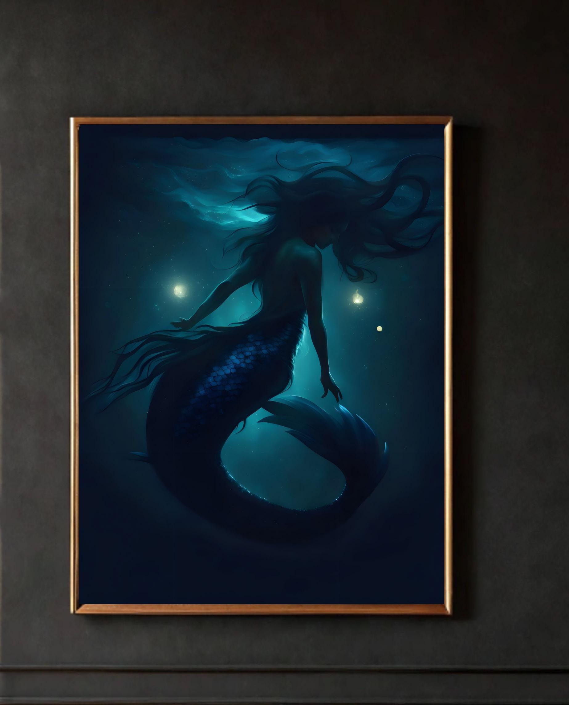 Mermaid Print - Framed or Unframed - Original Art - Print on Paper
