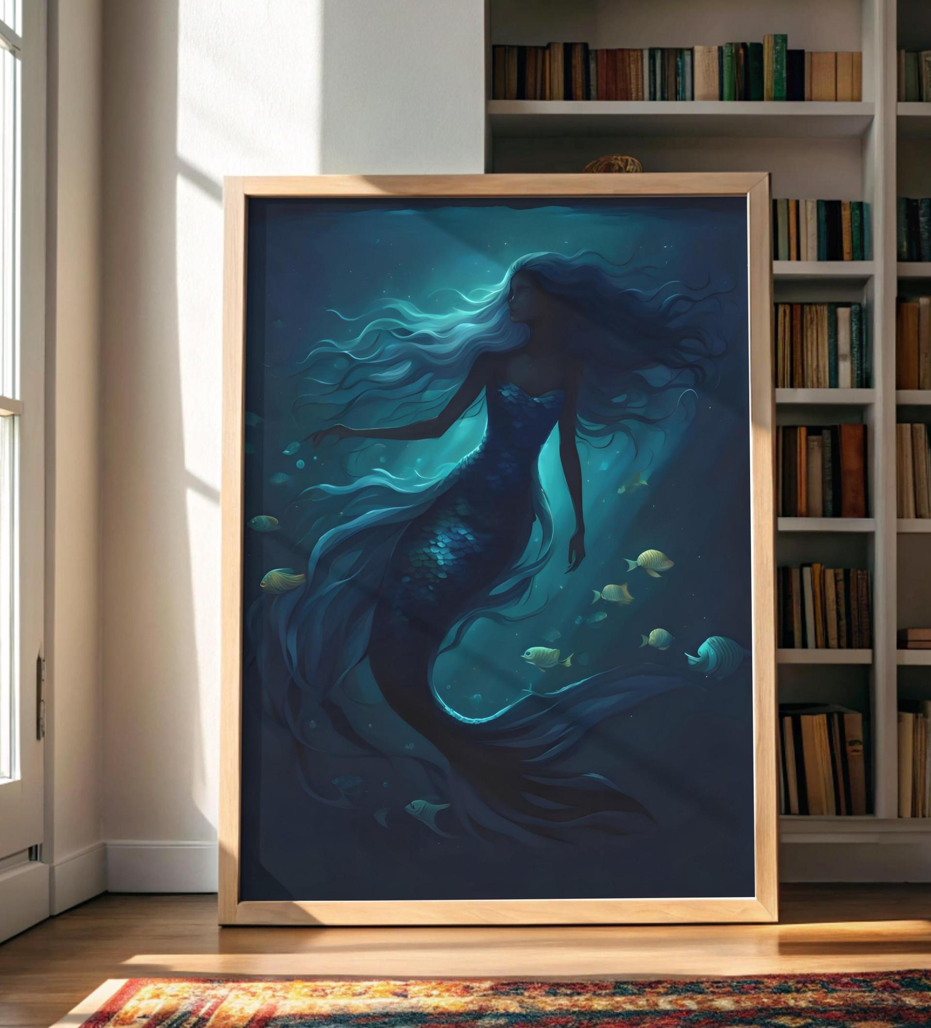 Mermaid Print - Framed or Unframed - Original Art - Print on Paper