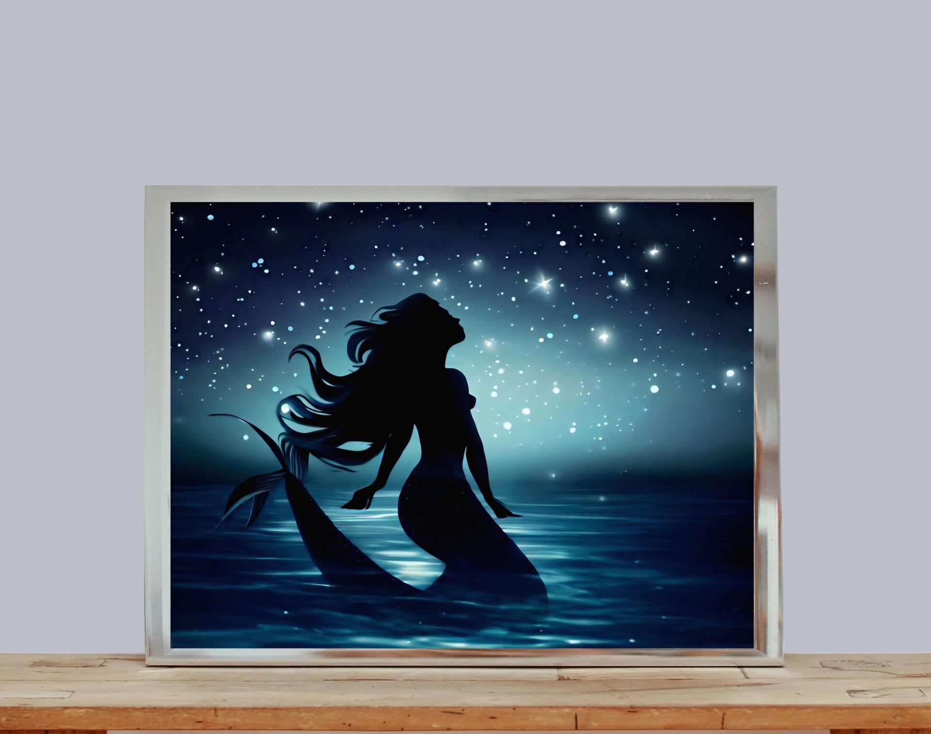 Mermaid Print - Framed or Unframed - Original Art - Print on Paper