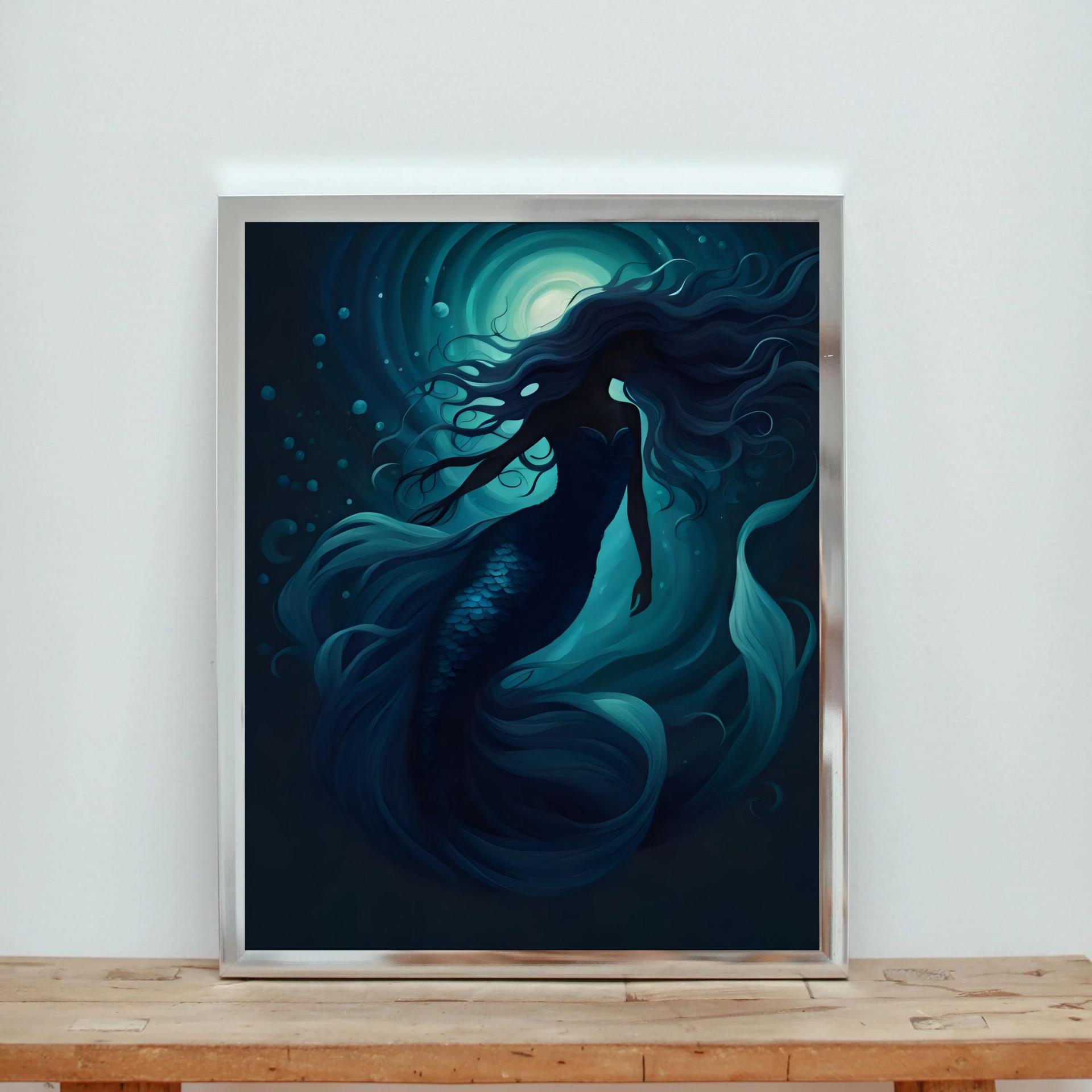 Mermaid Print - Framed or Unframed - Original Art - Print on Paper