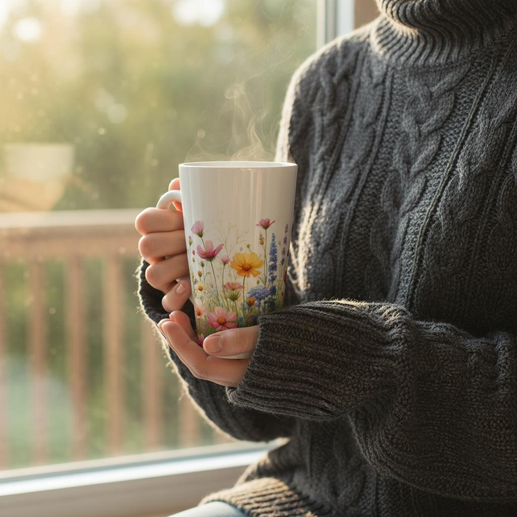 Latte 17oz Ceramic Mug - Coffee or Tea Cup, Extra Tall