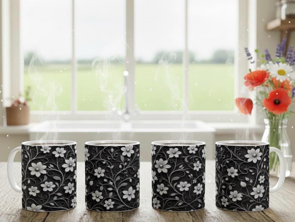 Floral Cups -  Large and Small Ceramic Mug