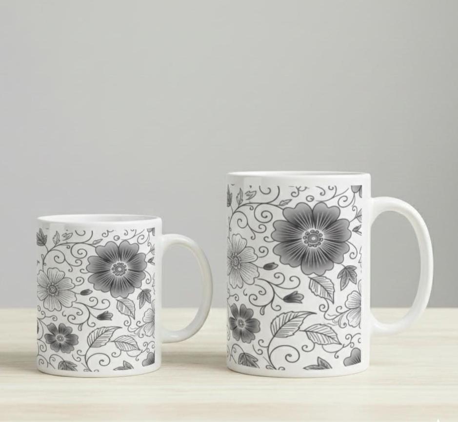 Floral Cups -  Large and Small Ceramic Mug