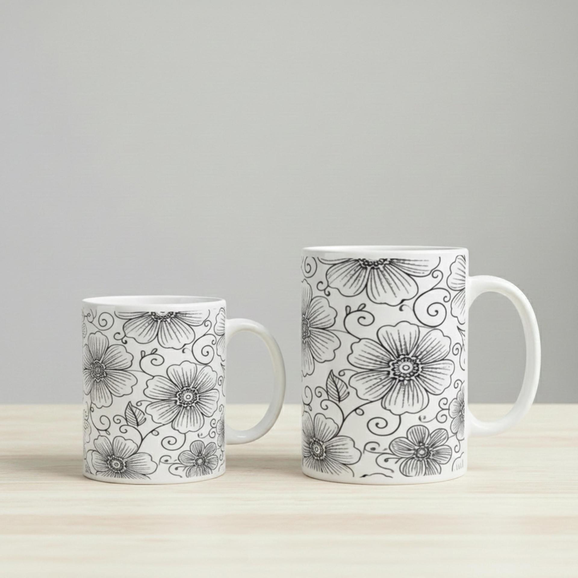 Floral Cups -  Large and Small Ceramic Mug
