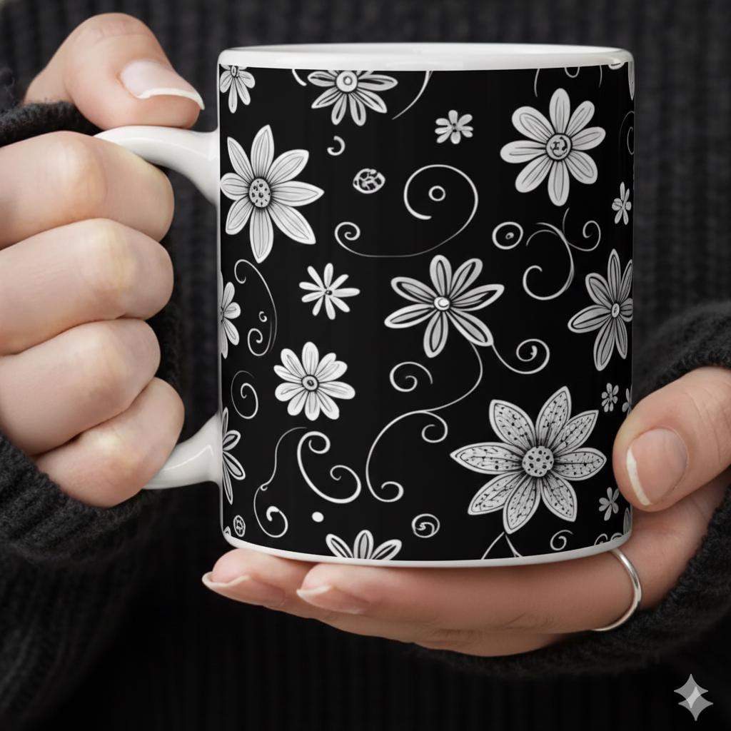 Floral Cups -  Large and Small Ceramic Mugs