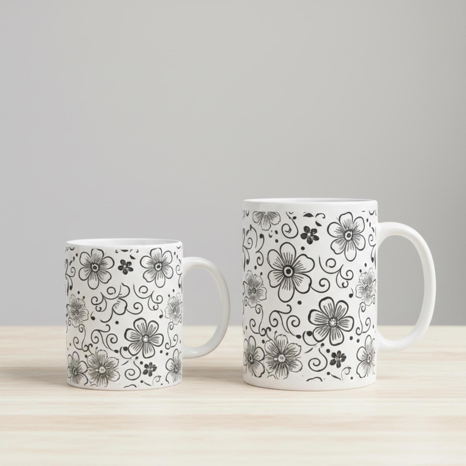 Floral Cups -  Large and Small Ceramic Mug