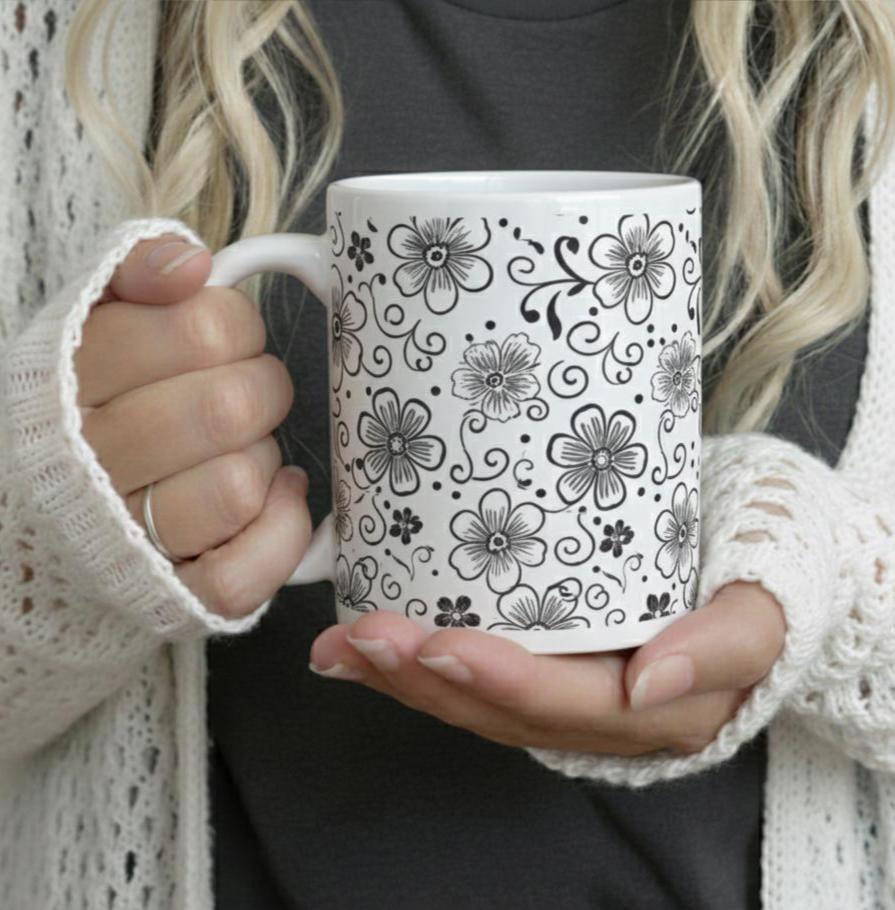 Floral Cups -  Large and Small Ceramic Mug