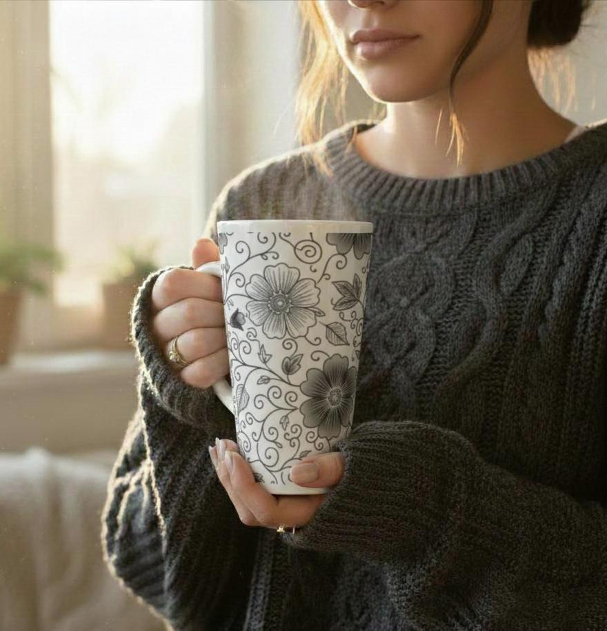 Latte 17oz Ceramic Mug - Coffee or Tea Cup, Extra Tall