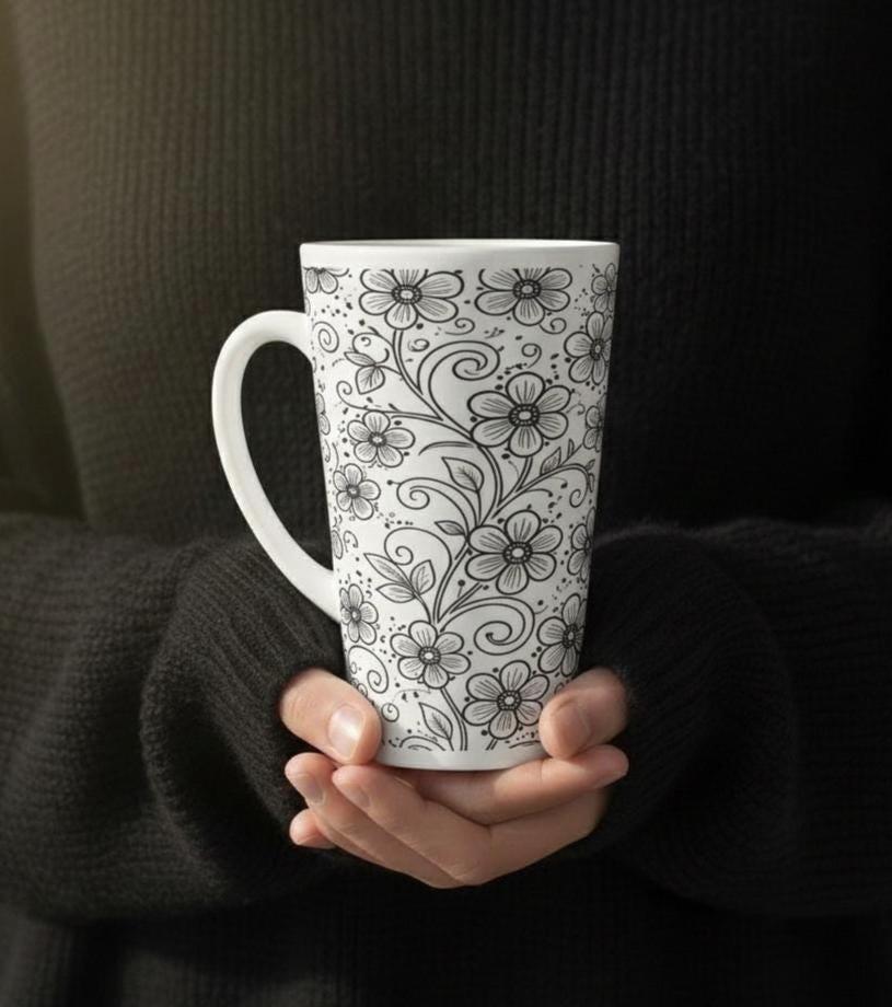 Latte 17oz Ceramic Mug - Coffee or Tea Cup, Extra Tall