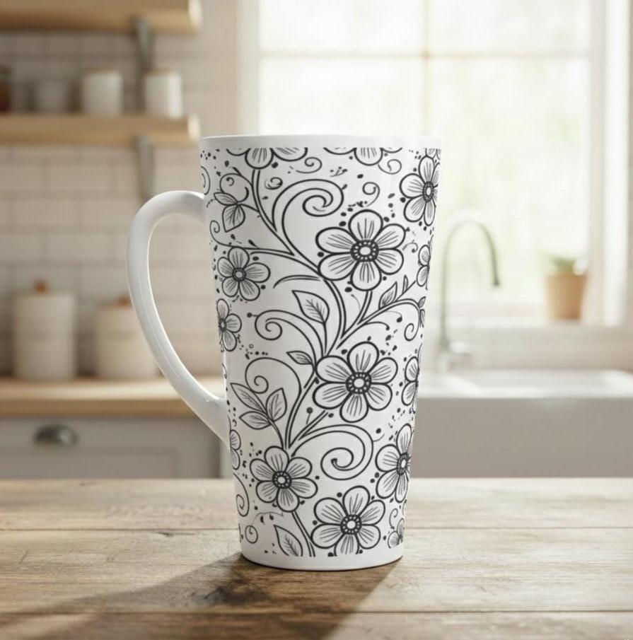 Latte 17oz Ceramic Mug - Coffee or Tea Cup, Extra Tall