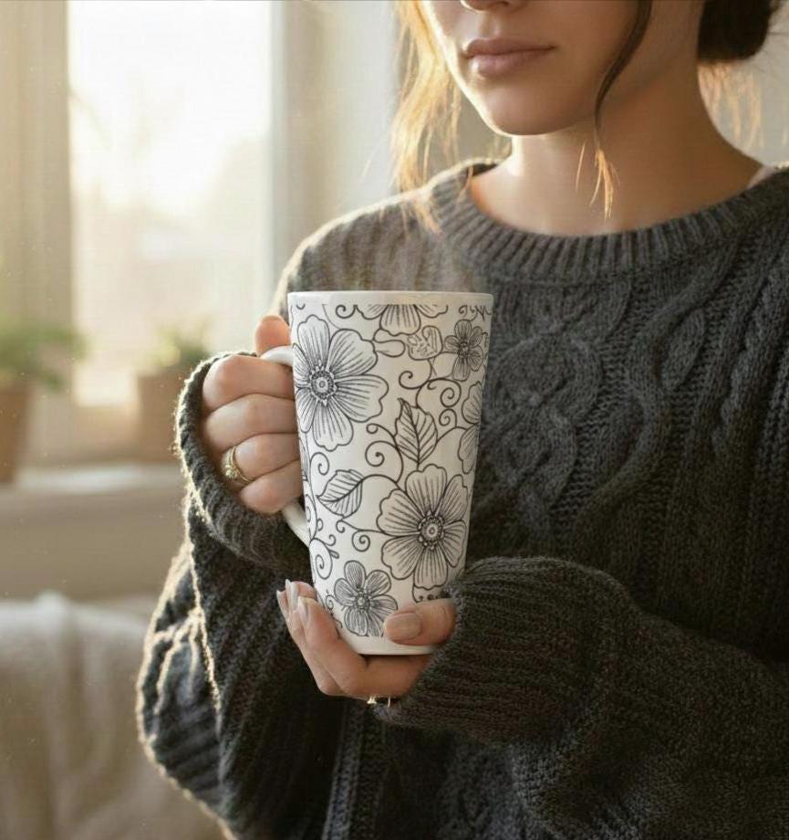 Latte 17oz Ceramic Mug - Coffee or Tea Cup, Extra Tall