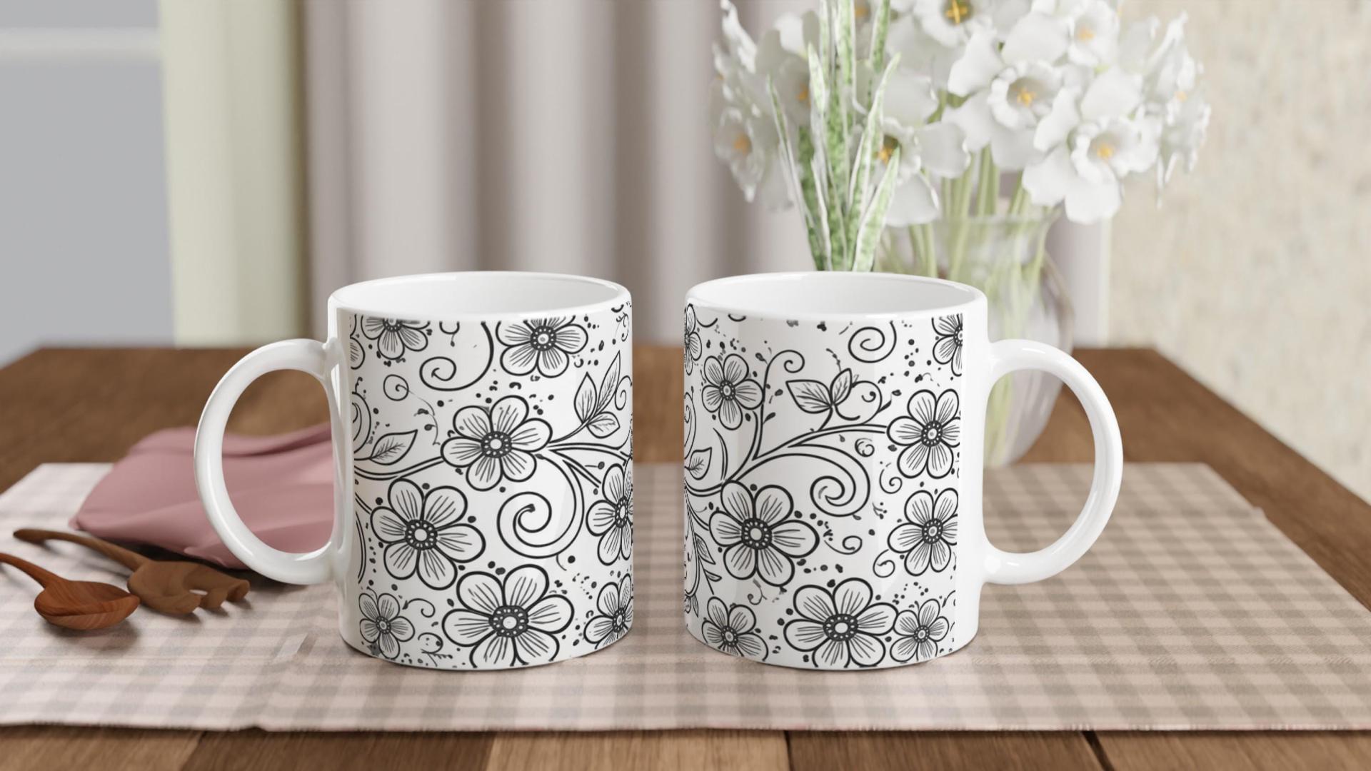 Floral Cups -  Large and Small Ceramic Mug