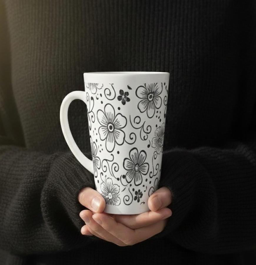 Latte 17oz Ceramic Mug - Coffee or Tea Cup, Extra Tall