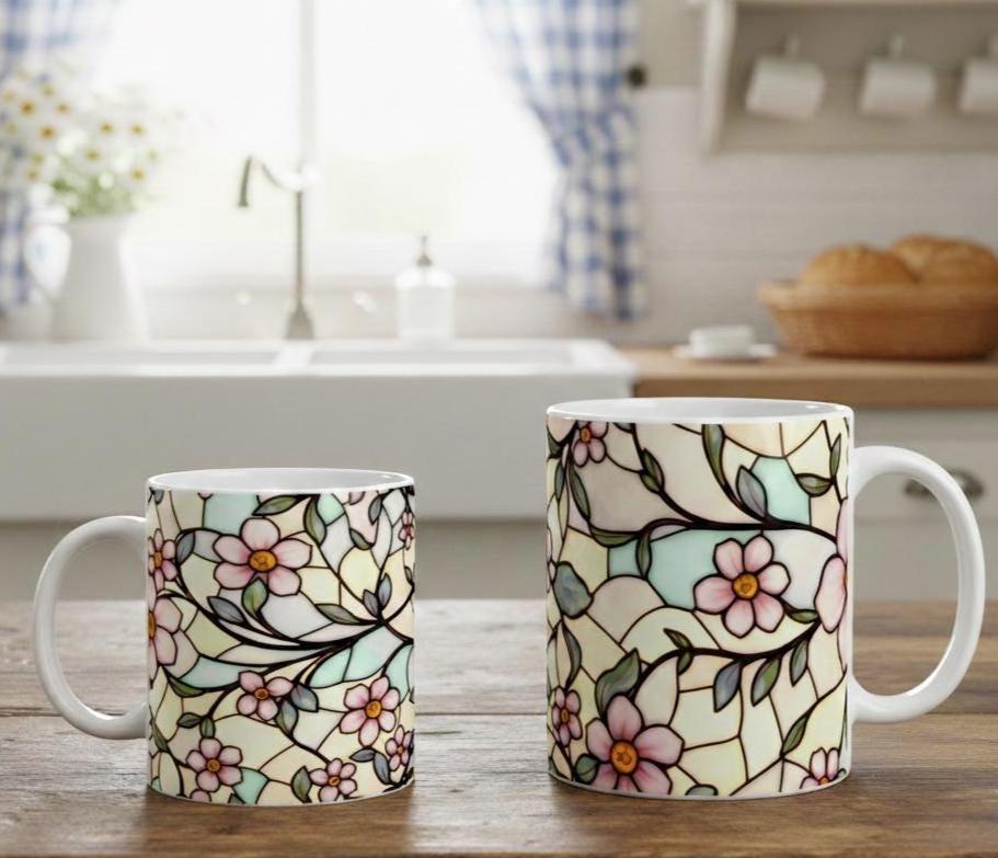 Floral Cups -  Large and Small Ceramic Mug