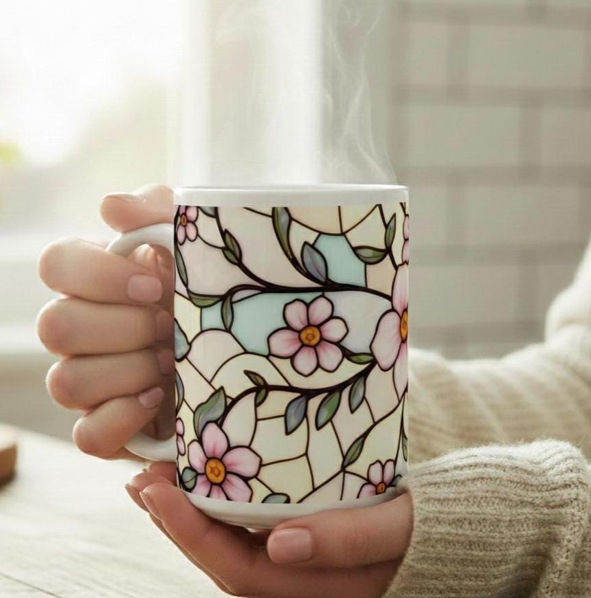 Floral Cups -  Large and Small Ceramic Mug