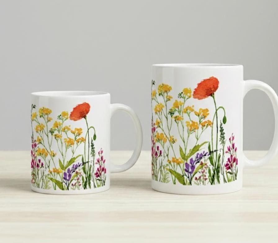 Floral Cups -  Large and Small Ceramic Mugs