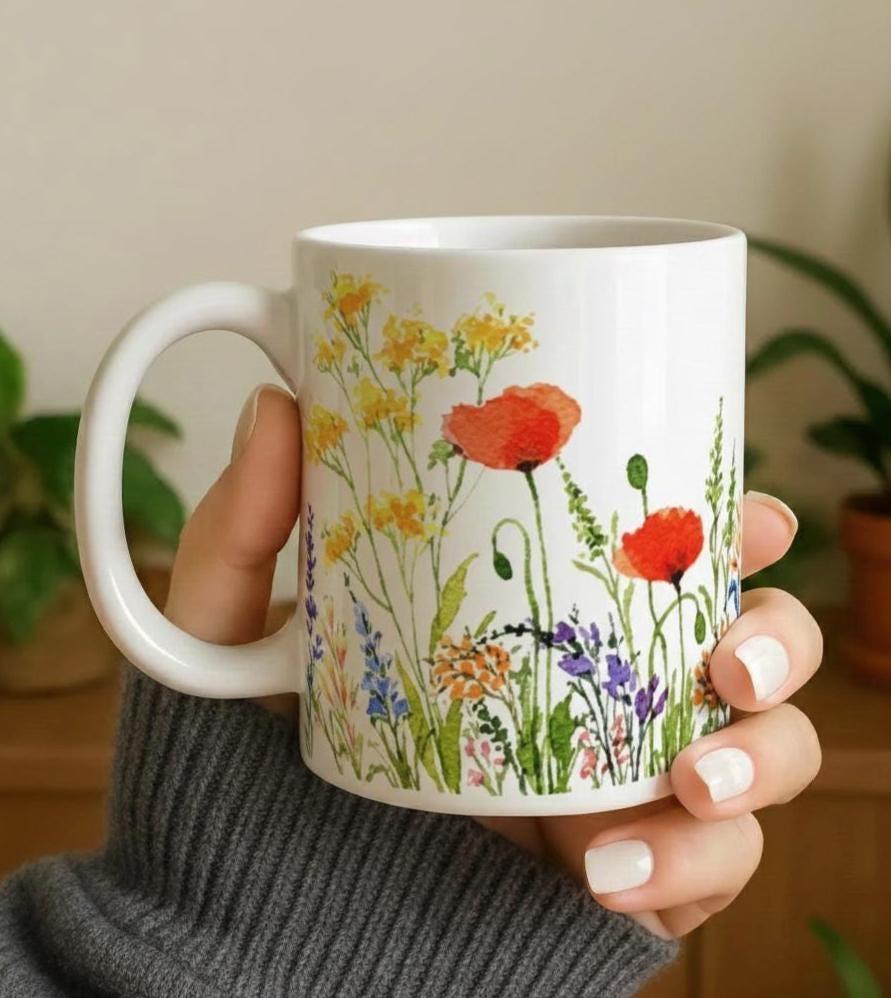Floral Cups -  Large and Small Ceramic Mugs