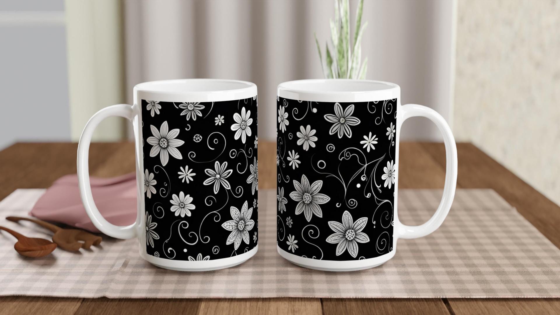 Floral Cups -  Large and Small Ceramic Mugs