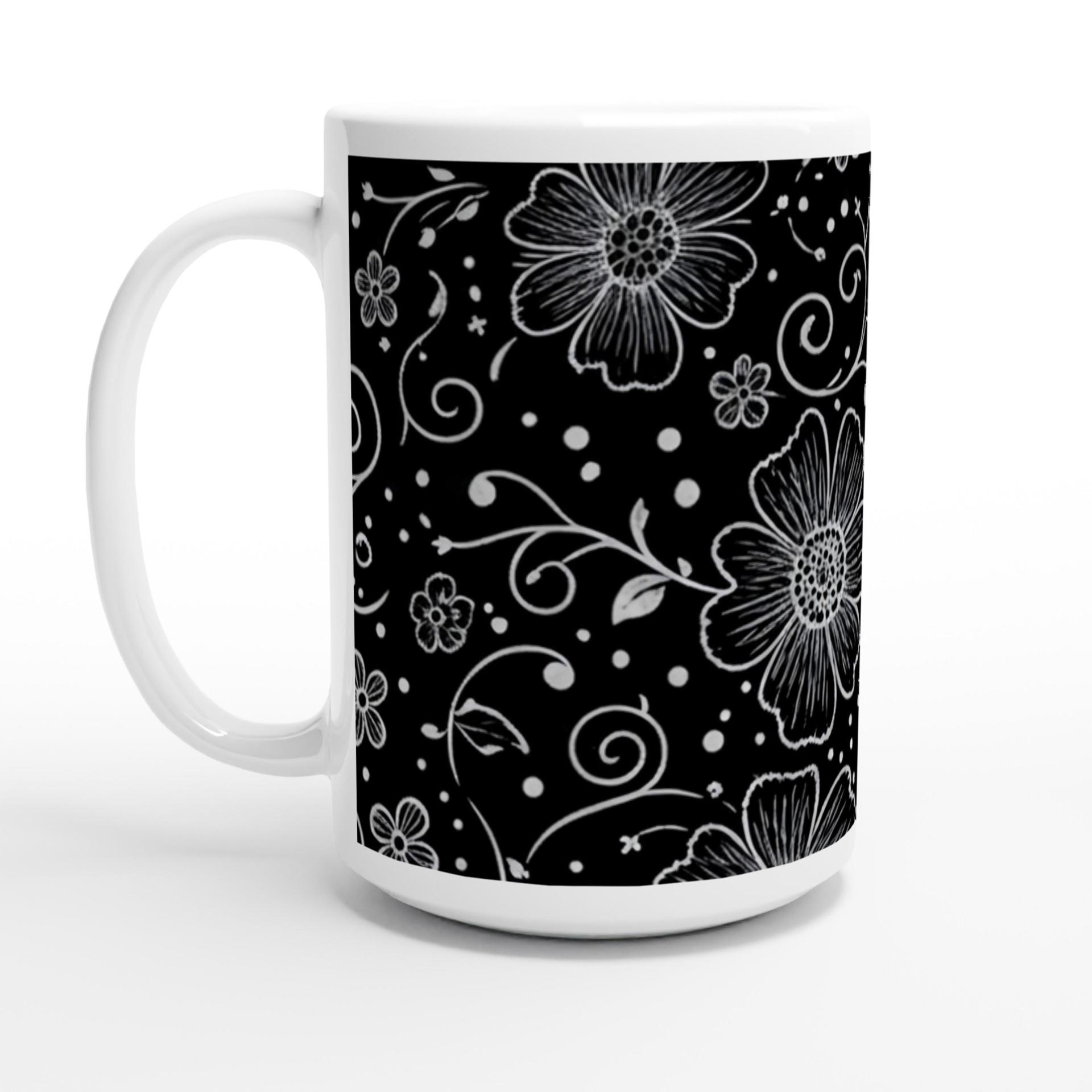 Set of Big Mugs, Floral Cup Set, Large 15 oz Matching Cups