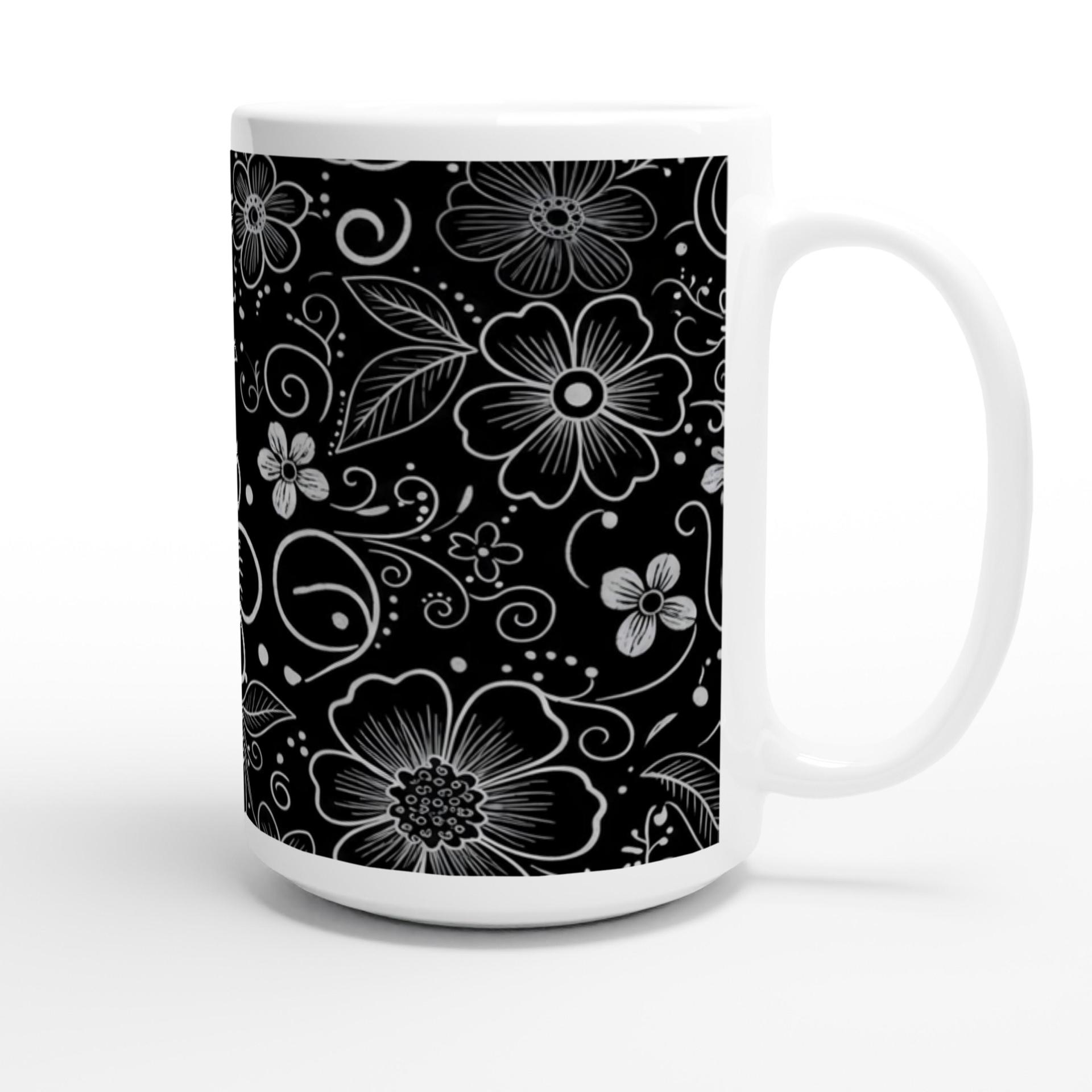 Set of Big Mugs, Floral Cup Set, Large 15 oz Matching Cups